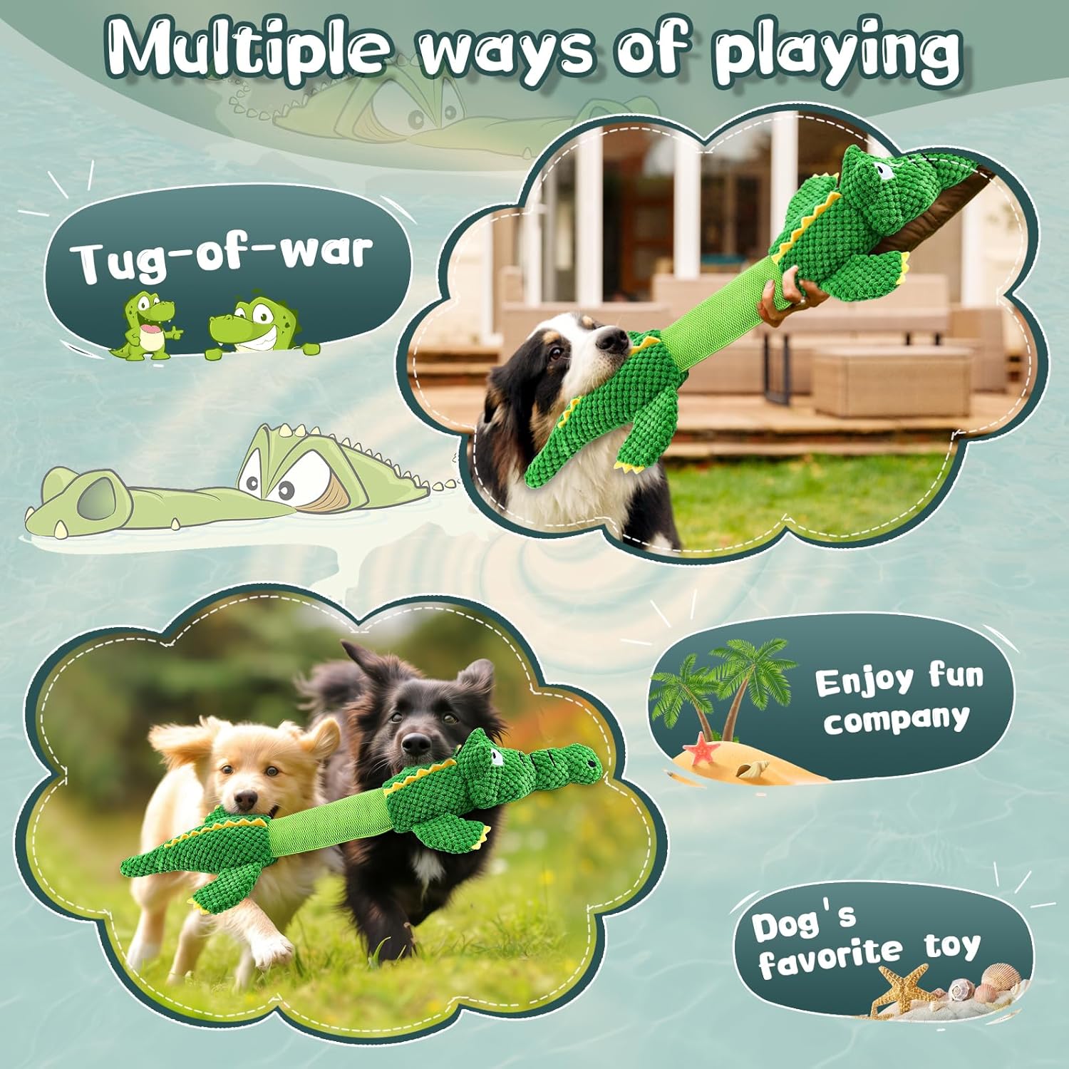 Dog Toys for Aggressive Chewers : Tough Interactive Tug of War Dog Toys-Squeaky Chew Toys for Small,Medium,Large Breed - Image 5