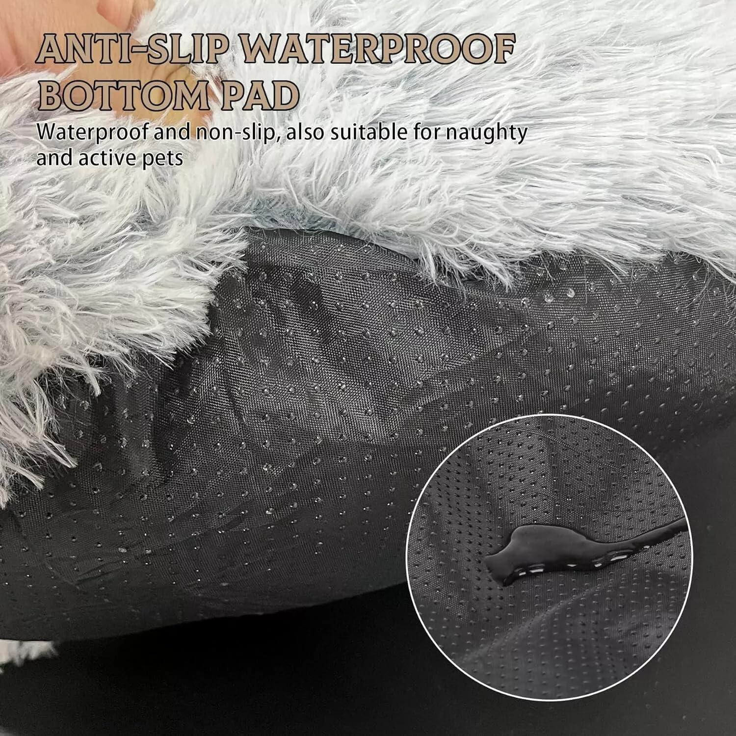 Cat Bed Round Fluffy Hooded Cat Bed Cave, Anti-Anxiety Cave Bed with Hooded Blanket, Cozy Cuddler Luxury Puppy Pet Bed, Anti-Slip Bottom and Machine Washable (Grey, Medium) - Image 4