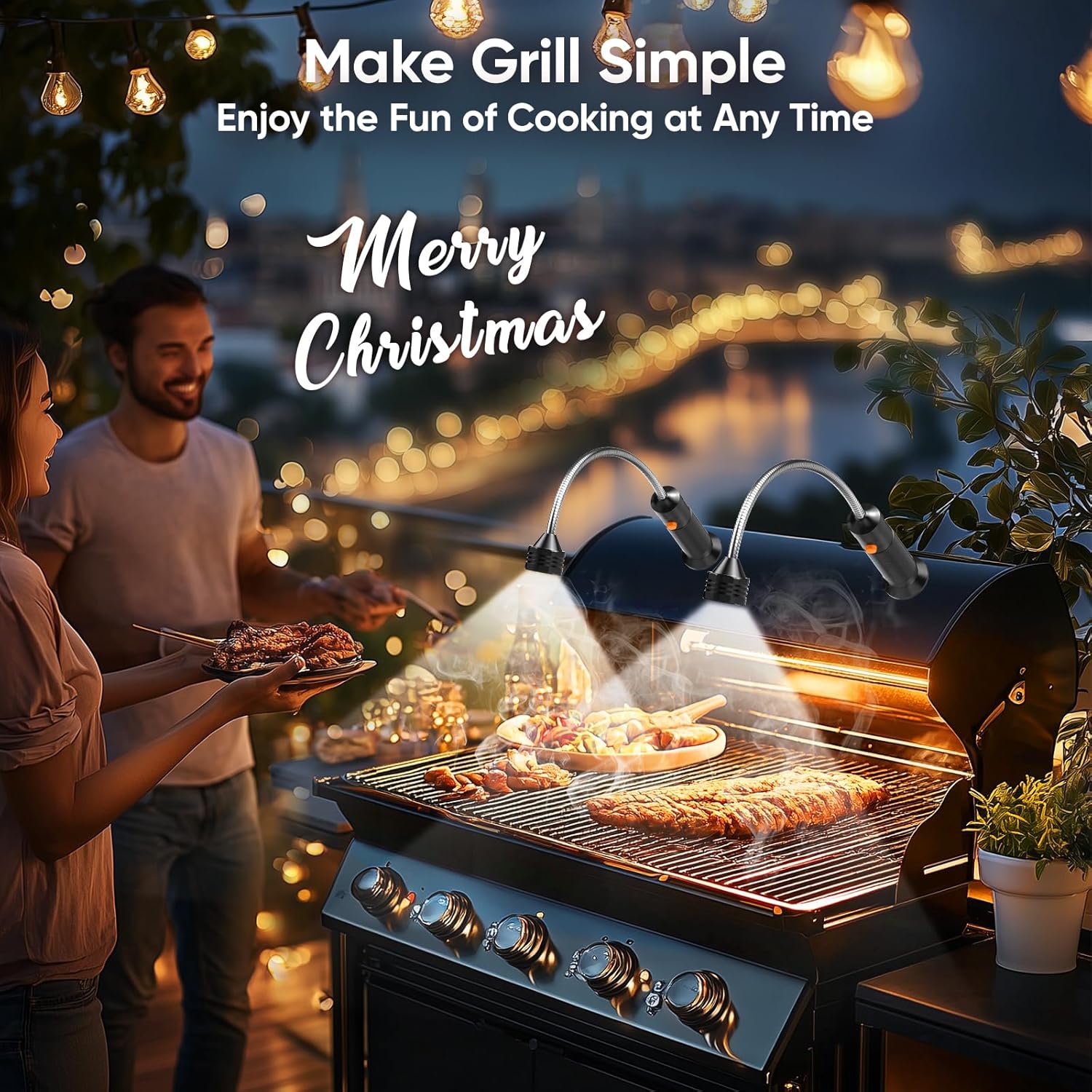 Father's Day Gifts for Dad Unique: 2 Pack Magnetic Grill Light BBQ Grilling Accessories with 8.3" Extended Gooseneck - Bright LED Smoker Tools - Mens Brithday Gifts Ideas for Husband Boyfriend - Image 6