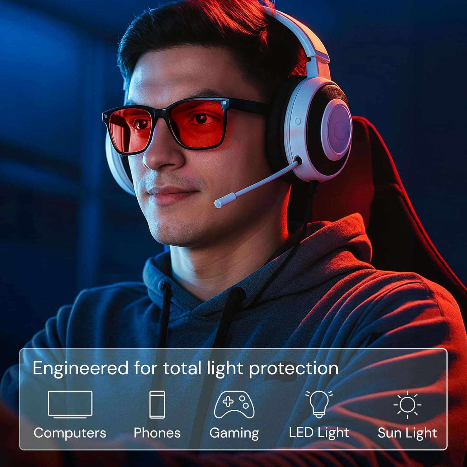 livho Gaming Blue Light Blocking Glasses for Better Sleep, Premium Night Driving, Computer Blockers for Man & Woman - Image 2