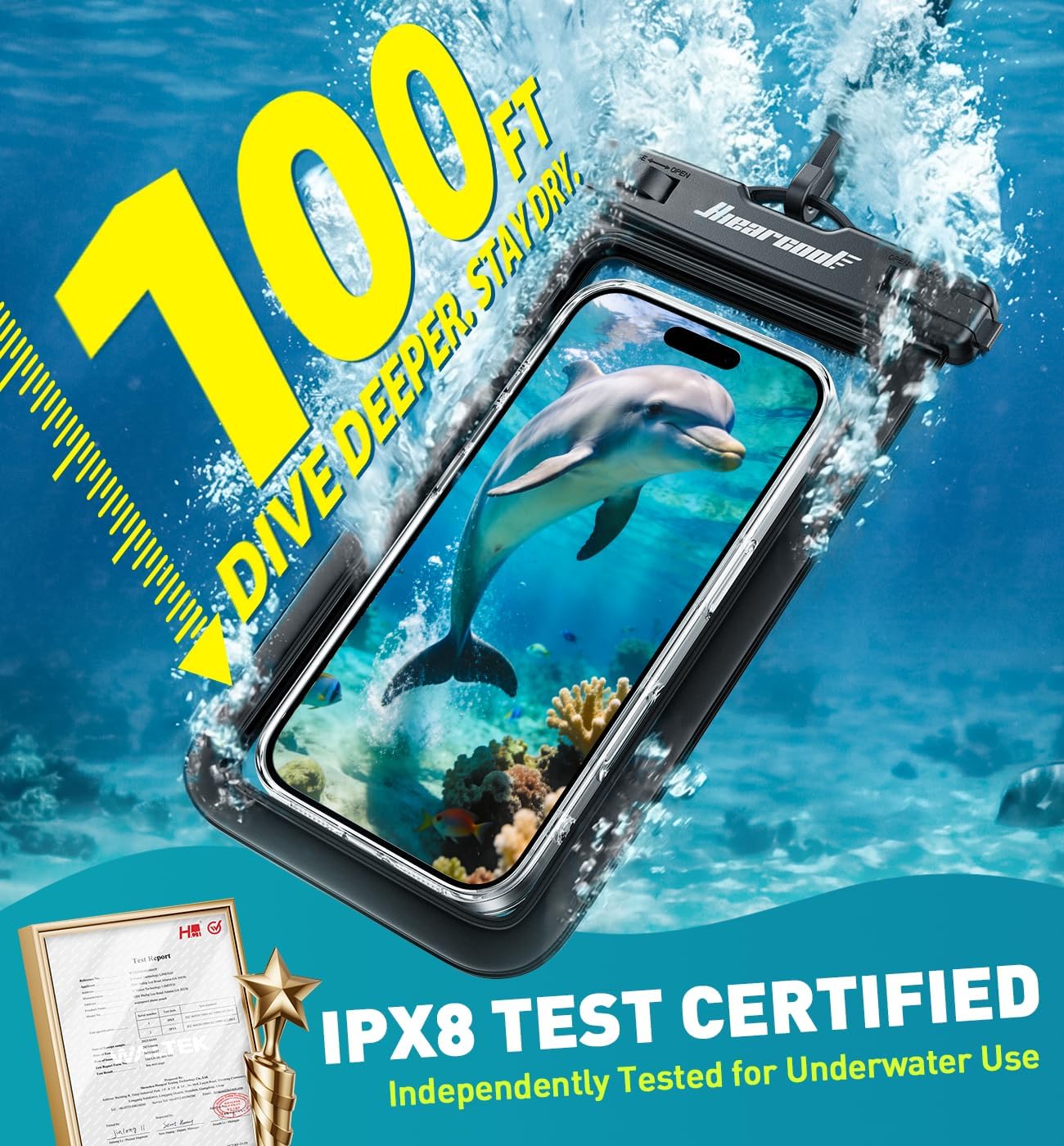 Hiearcool Waterproof Phone Pouch, IPX8 Waterproof Phone Case for iPhone 17/16/15/14 Pro Max, Cell Phone Dry Bag for Beach & Cruise Essentials, Touch Screen, Lanyard Included, 2 Pack (Fits Up to 8.9”) - Image 2