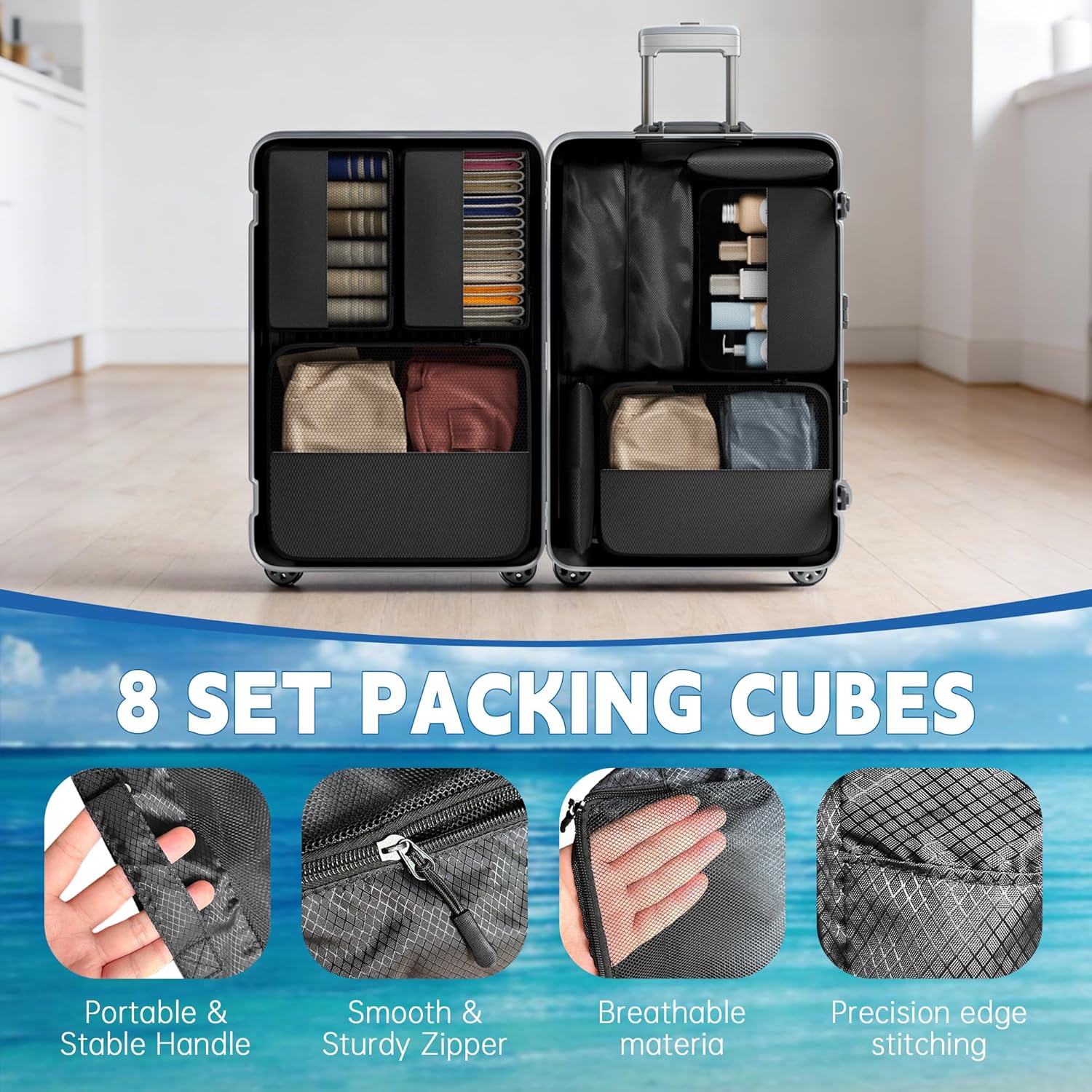 8 Set Packing Cubes for Travel,Luggage Organizers for Travel Accessories - Image 3