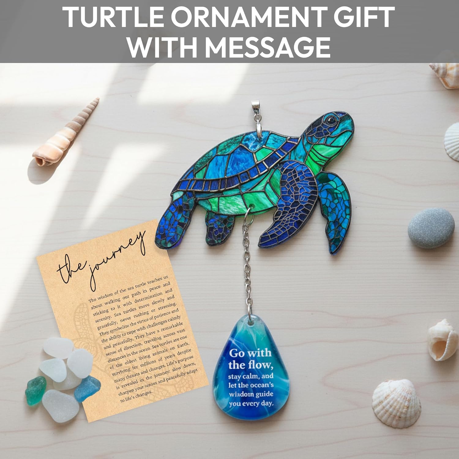 Sea Turtle Acrylic Suncatcher Ornament Hanging Display Stand for Table Top Decor, Sea Turtle Gifts for Women, Beach Gifts for Women, Christmas Stocking Stuffers Ideas (Display Stand) - Image 2