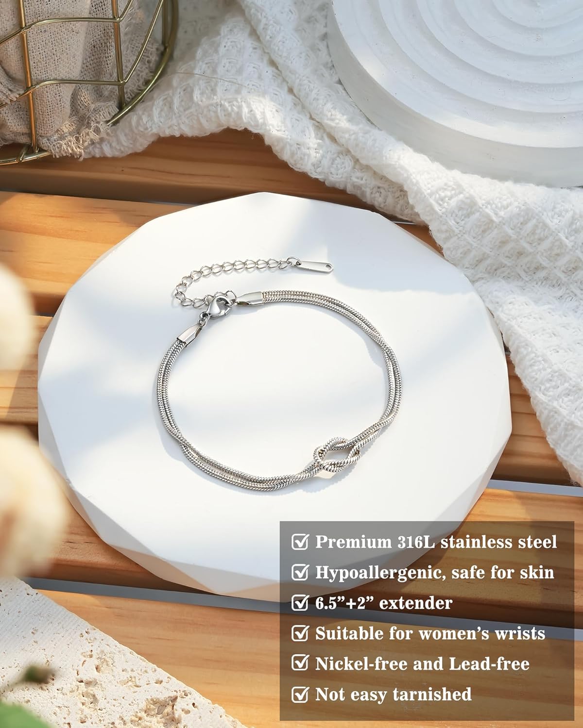 Tarsus Love Knot Friendship Bracelets, Best Friend Mothers Day Birthday Galentines Valentines Christmas Jewelry Friendship Gifts for Women Bff Bestie - Image 5