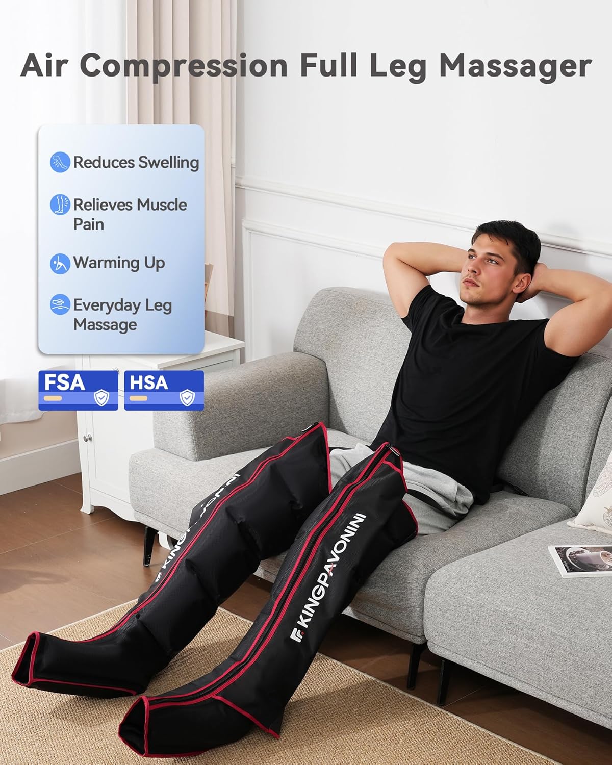 KingPavonini Leg Compression Massager for Circulation, Professional Air Compression Boots, Sequential Full Leg Massager for Circulation and Pain Relief FSA, Recovery Boots for Athletes Men Women - Image 2