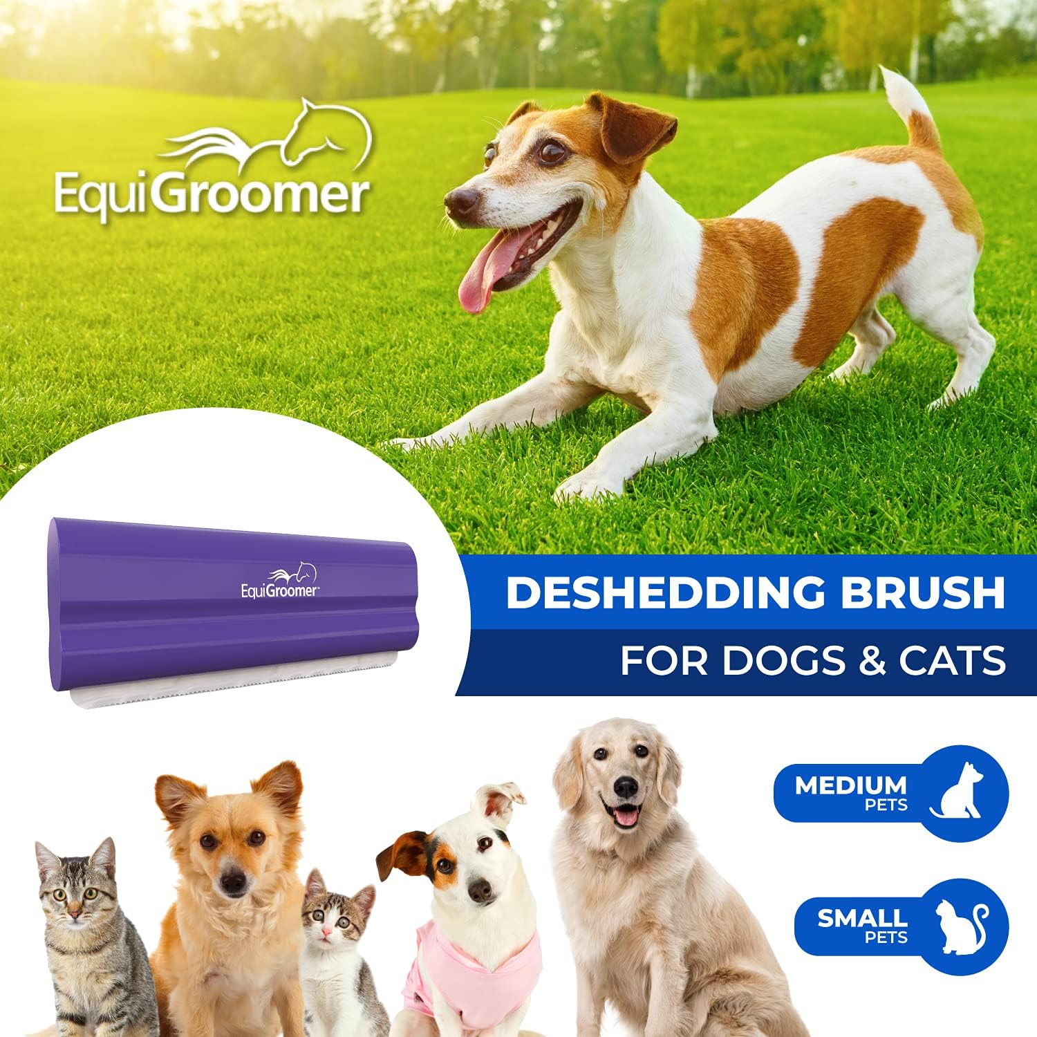 EasyGroomer Deshedding Brush for Dogs & Cats – Undercoat Grooming Tool for Short & Long Hair, Removes Loose Fur & Dirt, Reduces Shedding for Small & Large Pets, Purple - Image 2