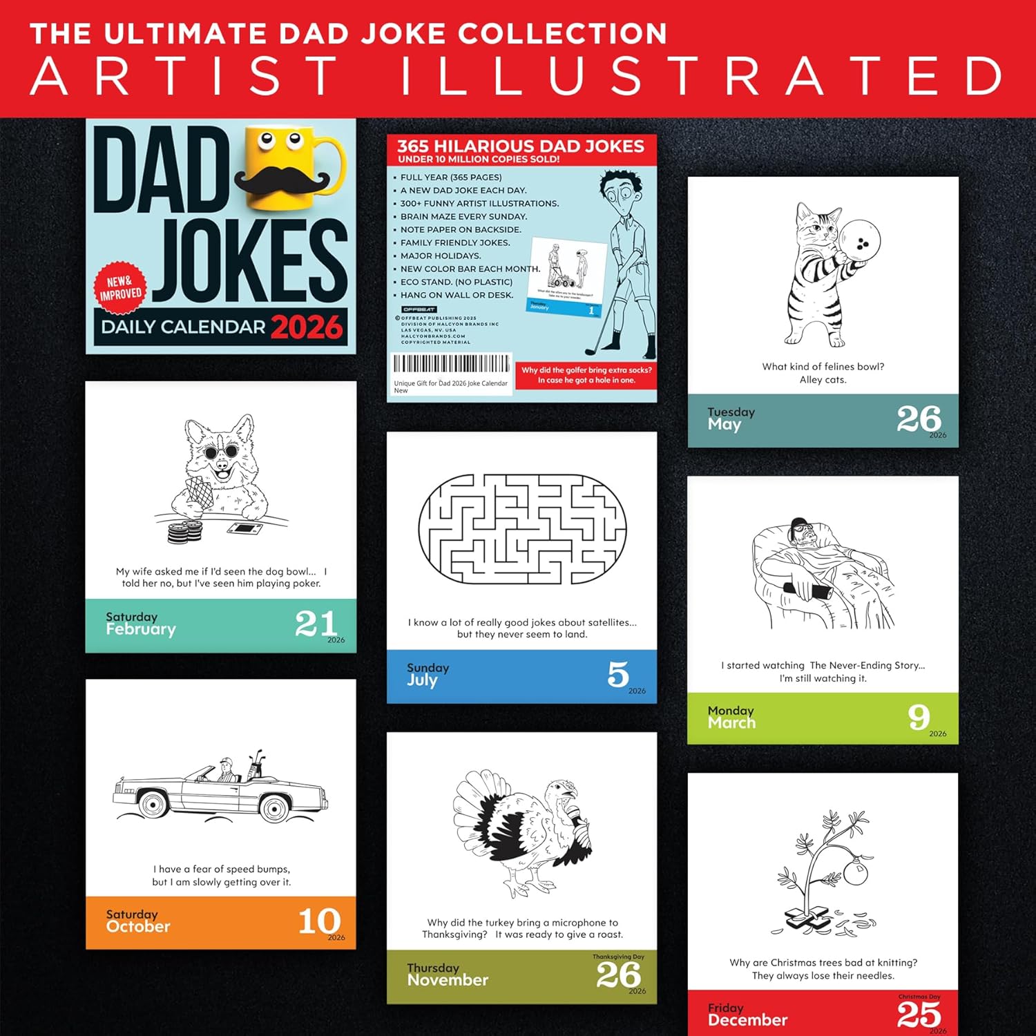 Dad Joke Desk Calendar 2026 - Unique Fun Gift For Dad 365 Daily Dad Jokes, White Elephant Gifts, Gifts for Men, Stocking Stuffers, Desk or Wall Calendar - Image 7