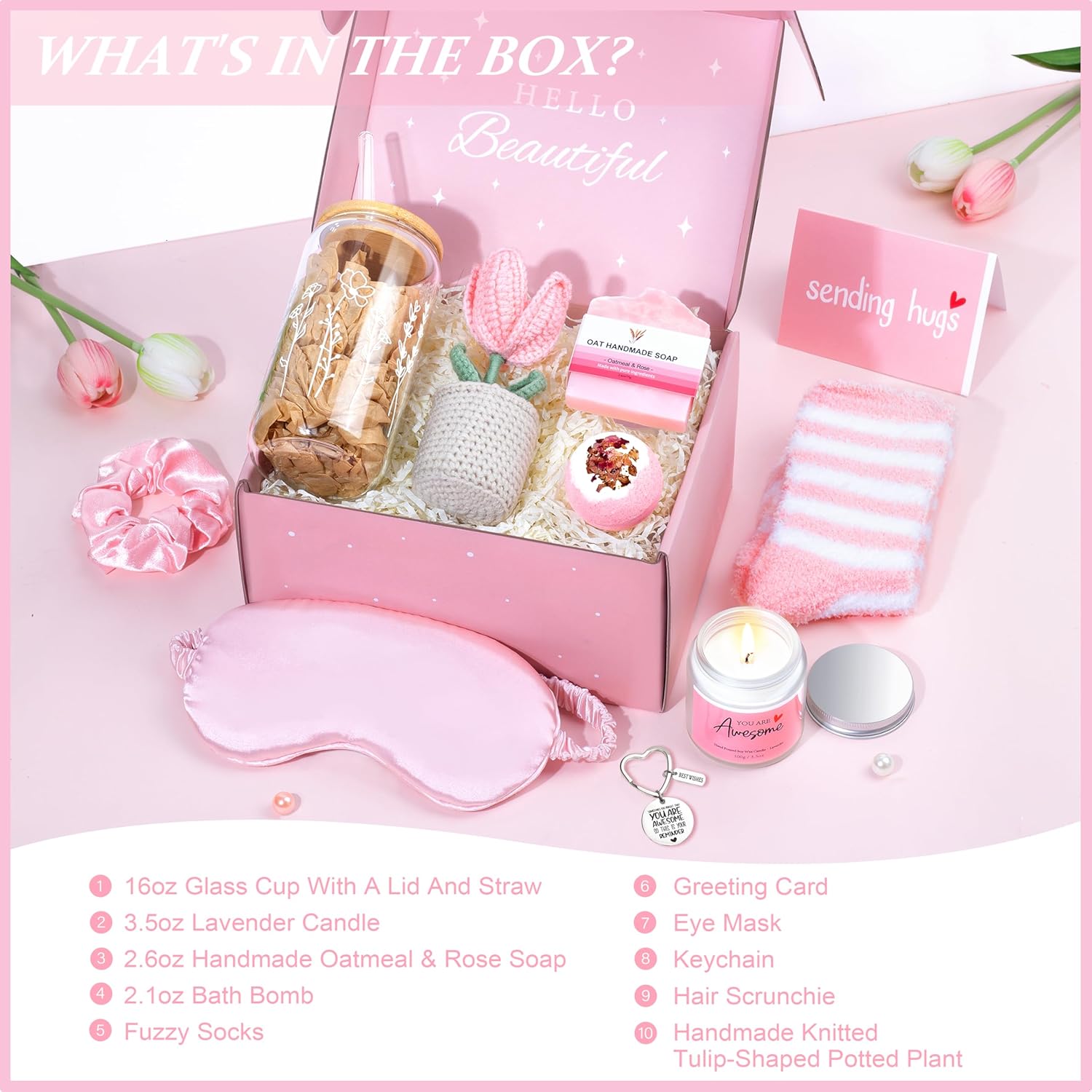Gift Baskets for Women, Unique Birthday Gifts for Women, Thinking of You Inspirational Gift Set Box, Get Well Soon Gift Basket Sending Hug, Christmas Gifts for Teen Girl Her Wife Best Friend Sister - Image 2