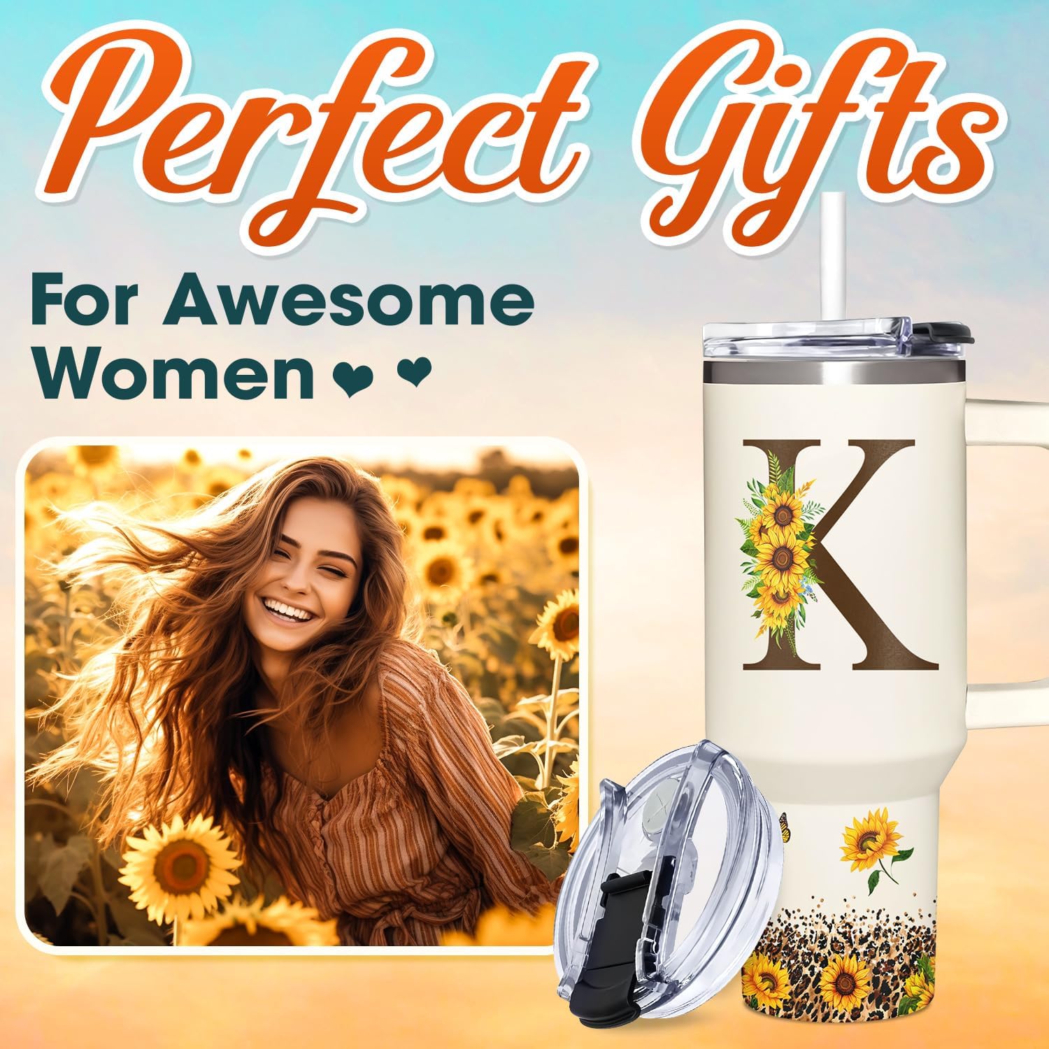 Mom Birthday Gifts - Sunflower Gifts For Women - Birthday Gifts For Mom - Mother's Day, Birthday Gift For Mother, Her, Sister, Wife, Daughter, Grandma - Monogrammed Tumbler 40oz - Image 3