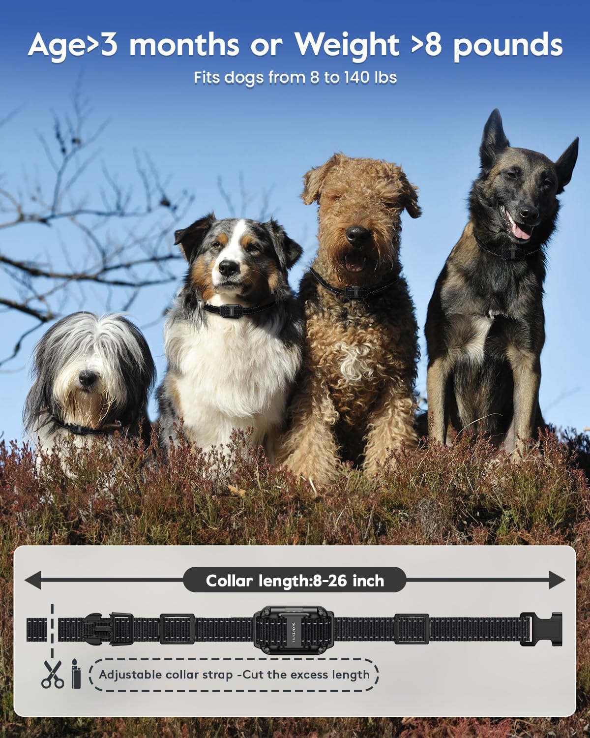 SLOPEHILL Dog Training Collar with Remote, 4200FT Electronic Dog Shock Collar with Beep, Vibration, Shock, Light and No Shock Mode, Electric Training Collar for Small Medium Large Dogs (Black Green) - Image 9