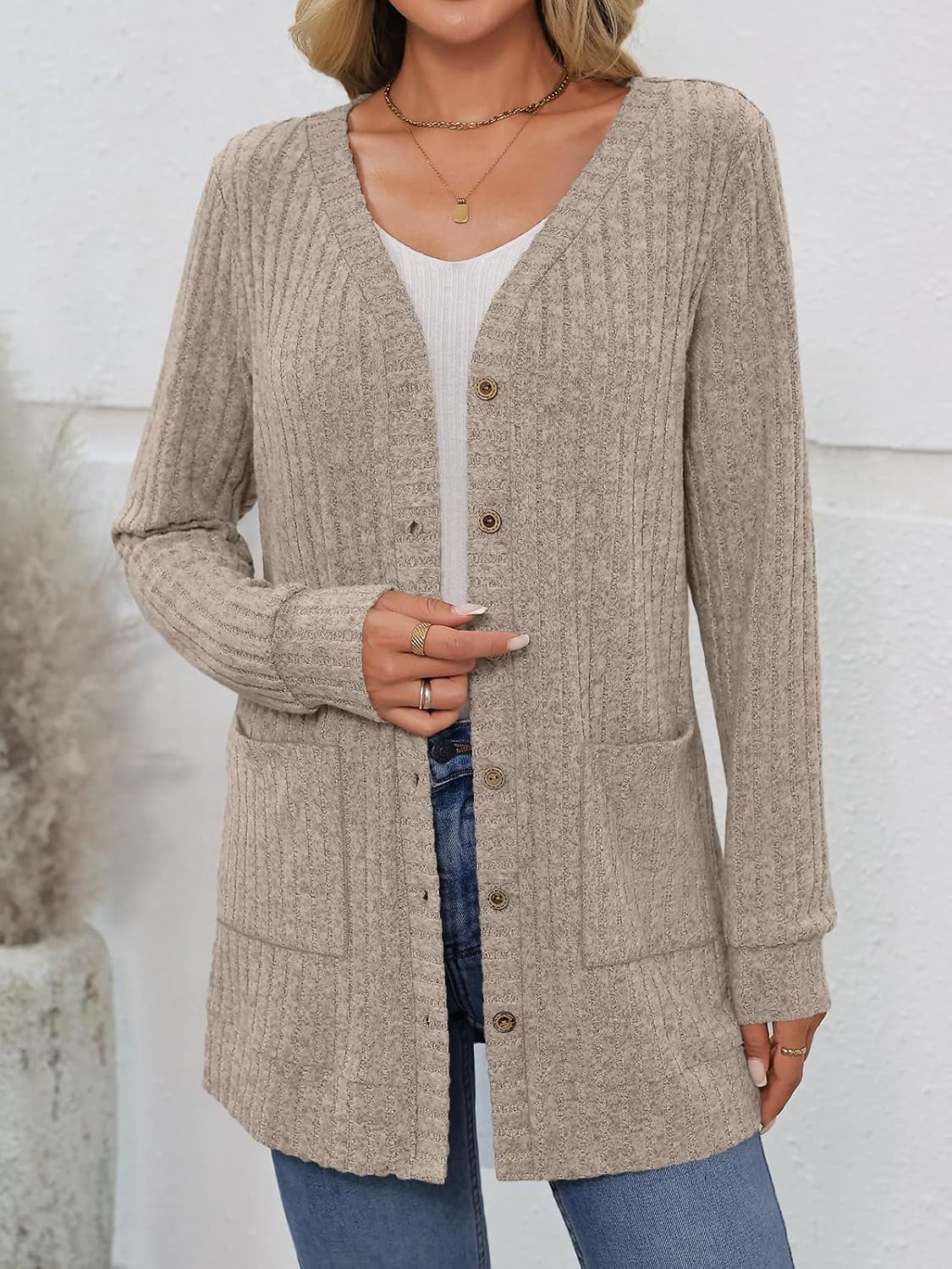 AUTOMET Women Long Cardigan Sweater Fall Lightweight Outfit Chunky 2026 Button Up Clothes with Pocket Coat Trendy Fashion - Image 2