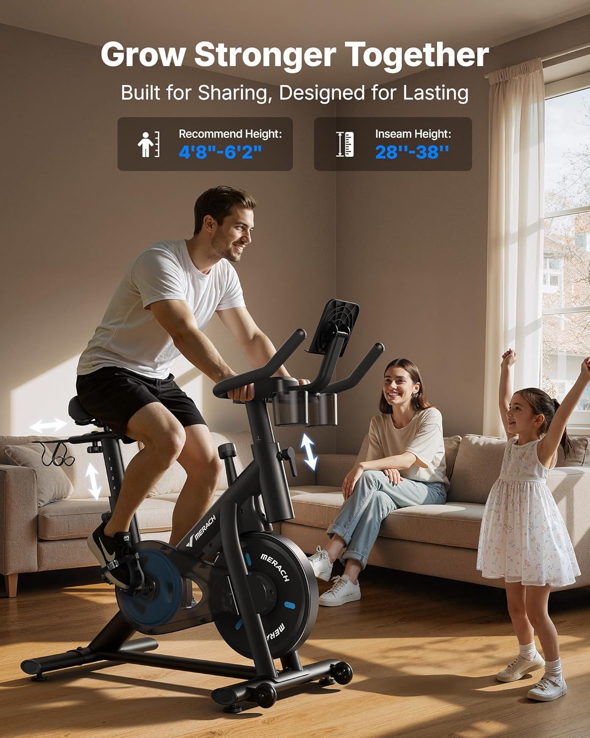 MERACH Exercise Bike, Brake Pad Stationary Bike with Exclusive App, Low Noise Indoor Cycling Bike with 300lbs Weight Capacity, Tablet Mount and Fitness Courses for Weight Loss - Image 7