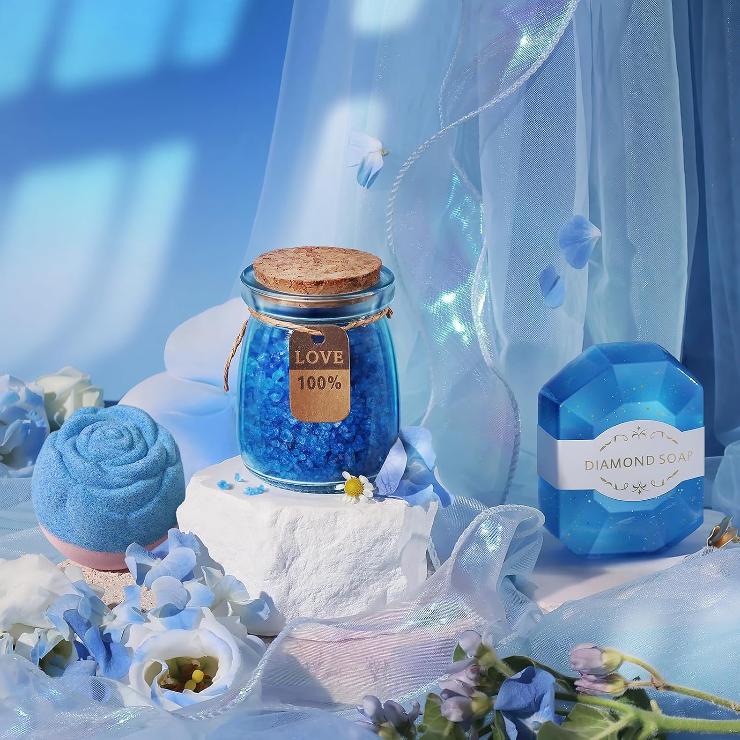 Gifts for Women, Mothers Day Gifts for Mom Sister Girlfriend Grandma Bestie Daughter Her Teacher Appreciation Graduation Gift, Self Care Spa Baskets Set Blue - Image 4