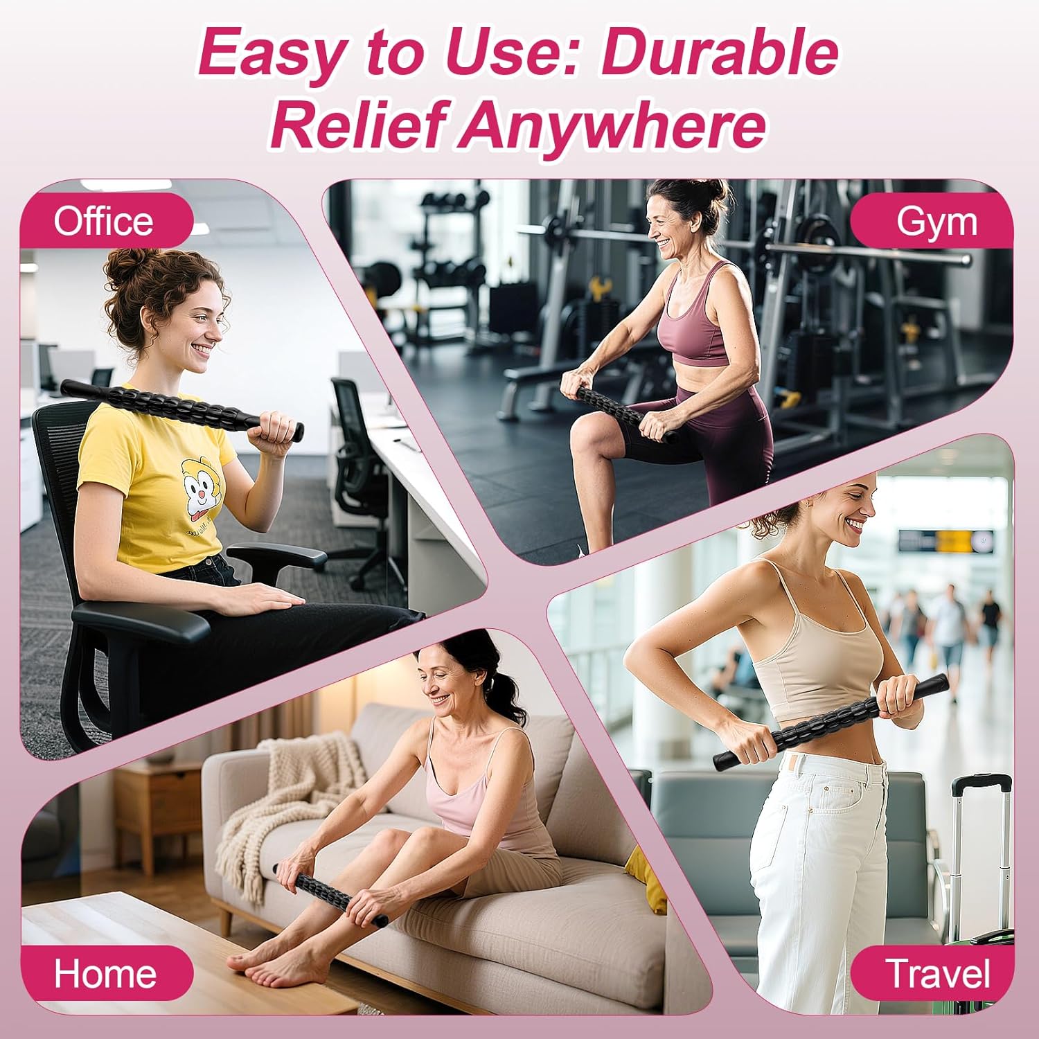 Massage Roller, Muscle Roller Stick, Therapy Roller Stick for Legs, Calf, Thigh, Lipo Roller for Relief Muscles, Deep Tissue Massage Rolling Pin for Trigger Points, Help Sore Muscle Recovery - Image 5