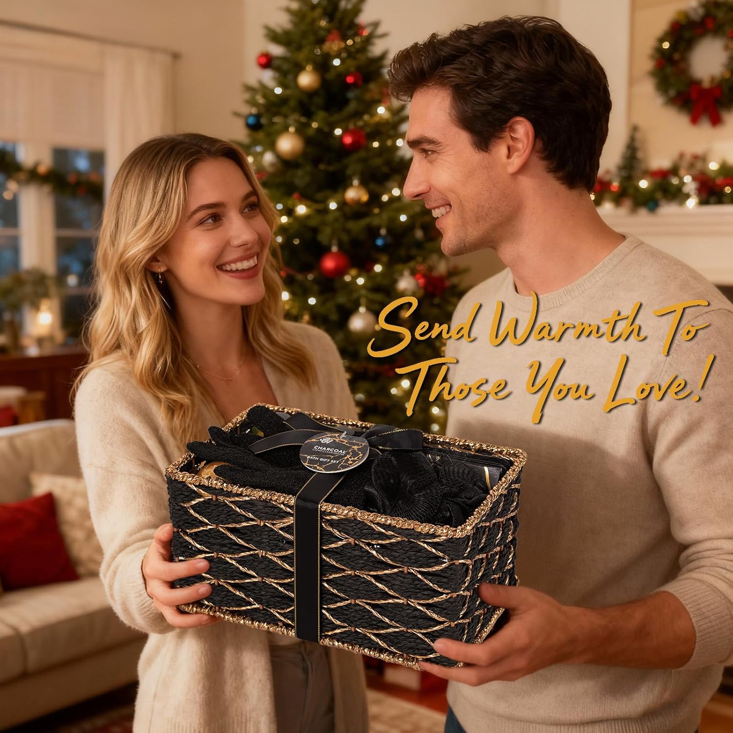 35 Pcs Charcoal Bath & Body Gift Basket for Women & Men, Mother's Day Gifts, Face Skin Care Kit, Home Spa Basket Gift, Self-Care Gift, Bath Bomb, Birthday, Christmas, Anniversary, Valentines, Wife - Image 2