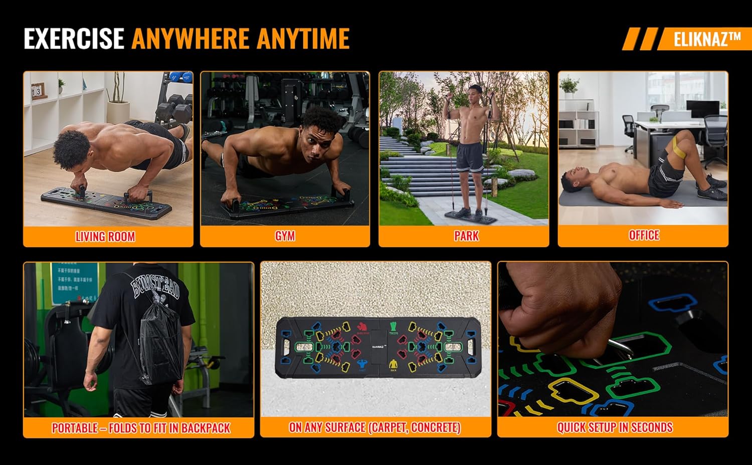 Portable Push Up Board Gym Kit 25-in-1, Foldable Push Up Station & Exercise Board Workout Set with 18 Accessories, Resistance Bands & Handles, Ankle Straps for Men, Women & Teens - Image 9