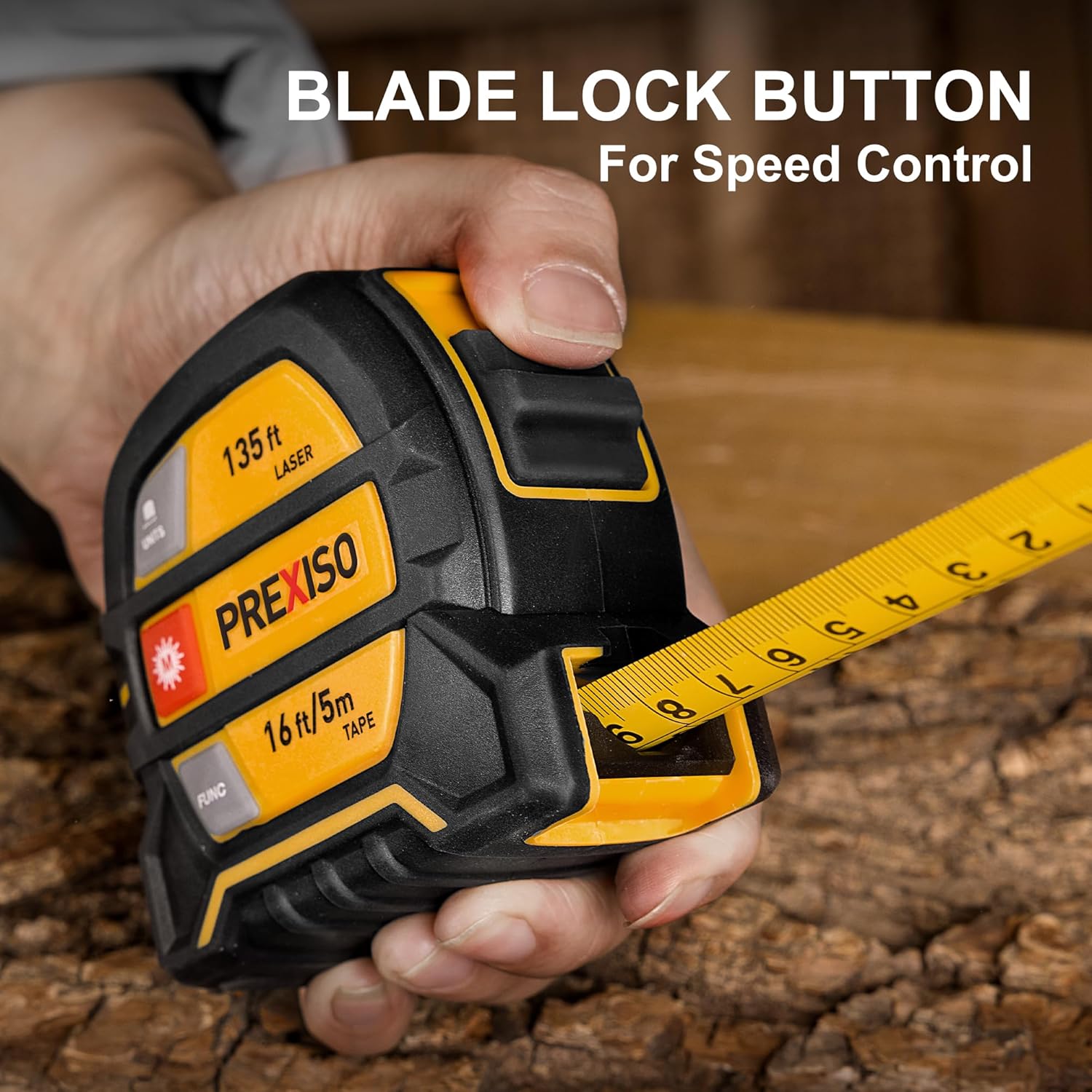 PREXISO 2-in-1 Laser Tape Measure, 135Ft Rechargeable Measurement Tool & 16Ft Measuring Movable Magnetic Hook - Pythagorean, Area, Volume, Ft/Ft+in/in/M Unit NOT Digital - Image 7