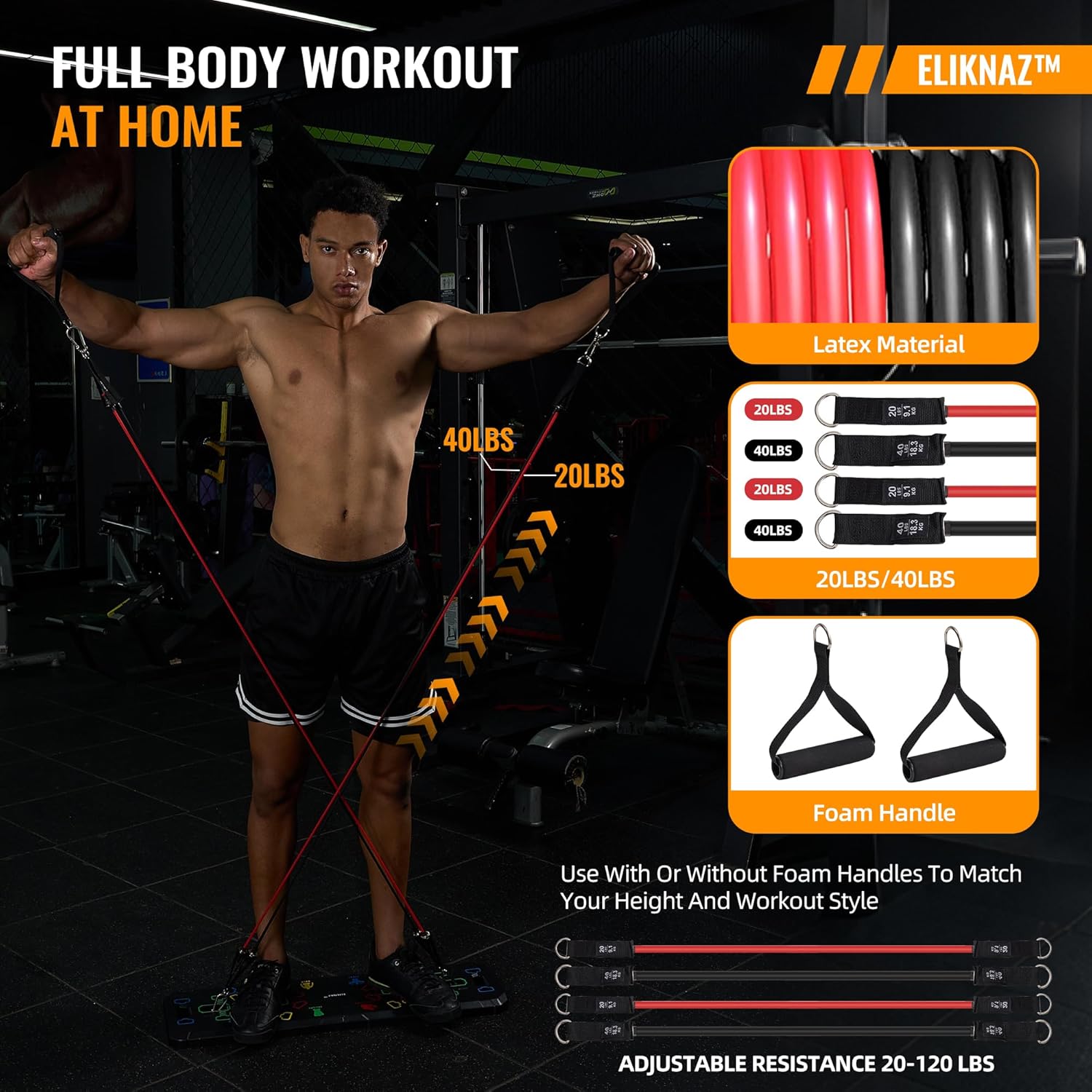 Portable Push Up Board Gym Kit 25-in-1, Foldable Push Up Station & Exercise Board Workout Set with 18 Accessories, Resistance Bands & Handles, Ankle Straps for Men, Women & Teens - Image 6