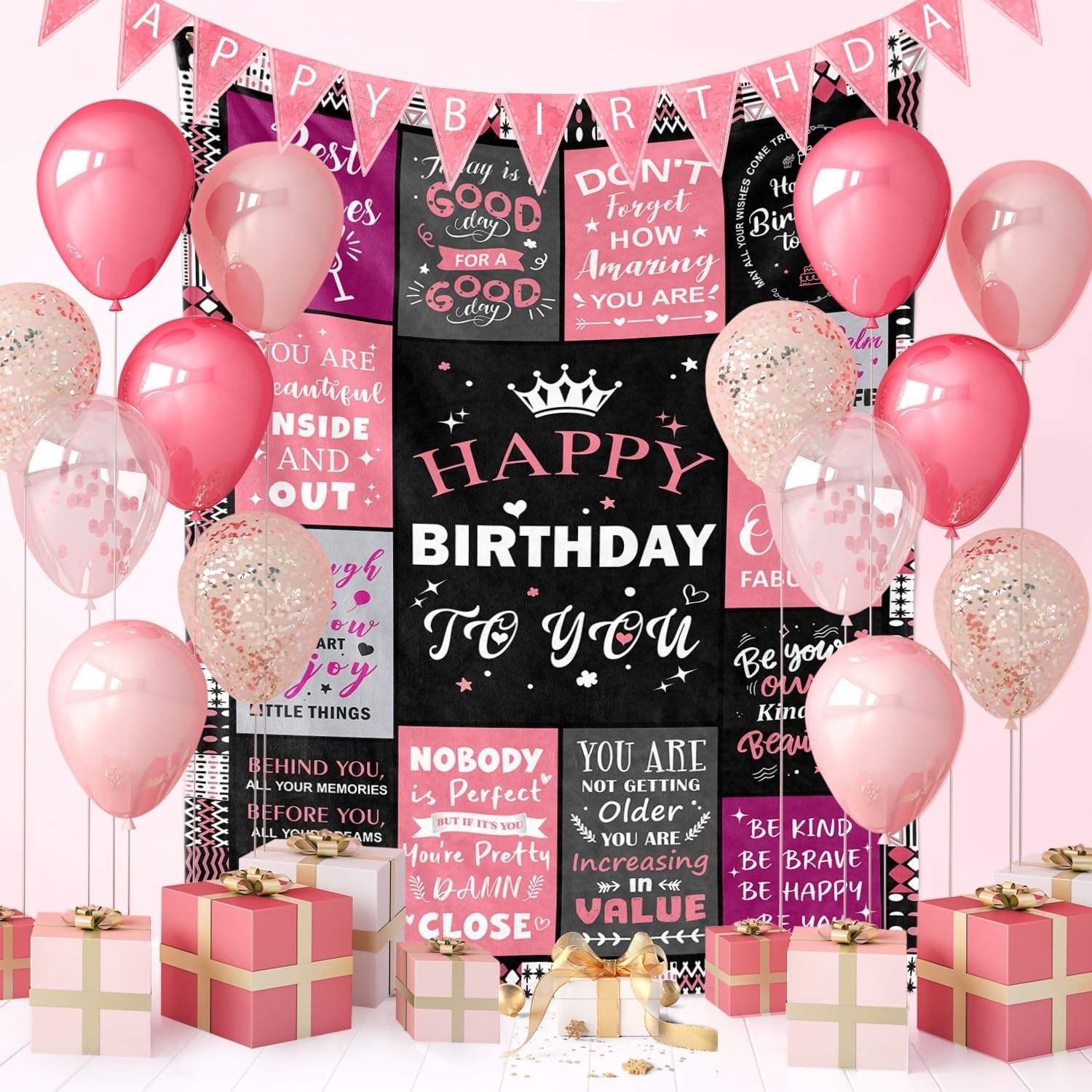 Birthday Gifts for Women - Happy Birthday Decorations Blanket - Gifts for Women Birthday Unique - Womens Birthday Gift Ideas for Her Wife Daughter Mom Sister Friendship - Soft Throw Blanket 50"x60" - Image 2