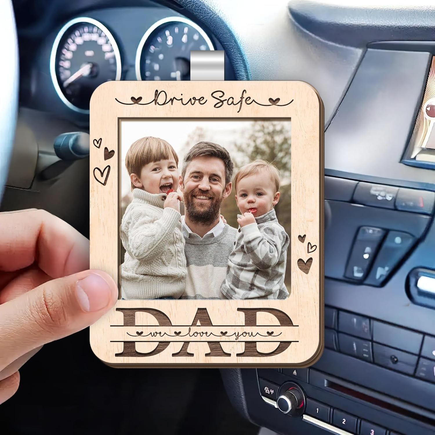 Hyturtle Car Picture Frame For Dad, Car Visor Photo Frame Accessories, Gift For Dad Car Accessories From Daughter, Son, Unique Valentines Gifts For Dad From Kids, Cute Decorations For Father - Image 2