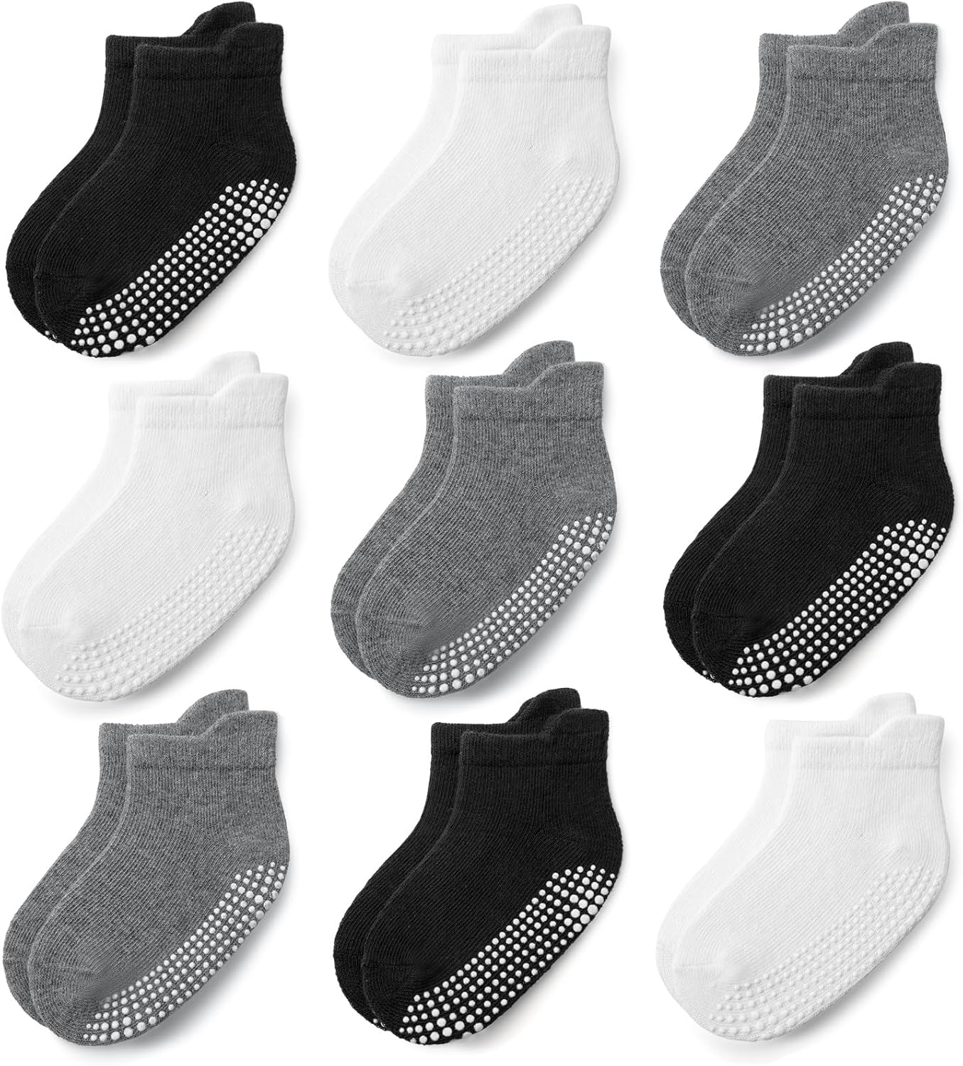 JAKIDAR Baby Toddler Socks Non Slip 9 Pairs Cotton Ankle Grip Socks for Boys Girls Baby Kids Infants Children