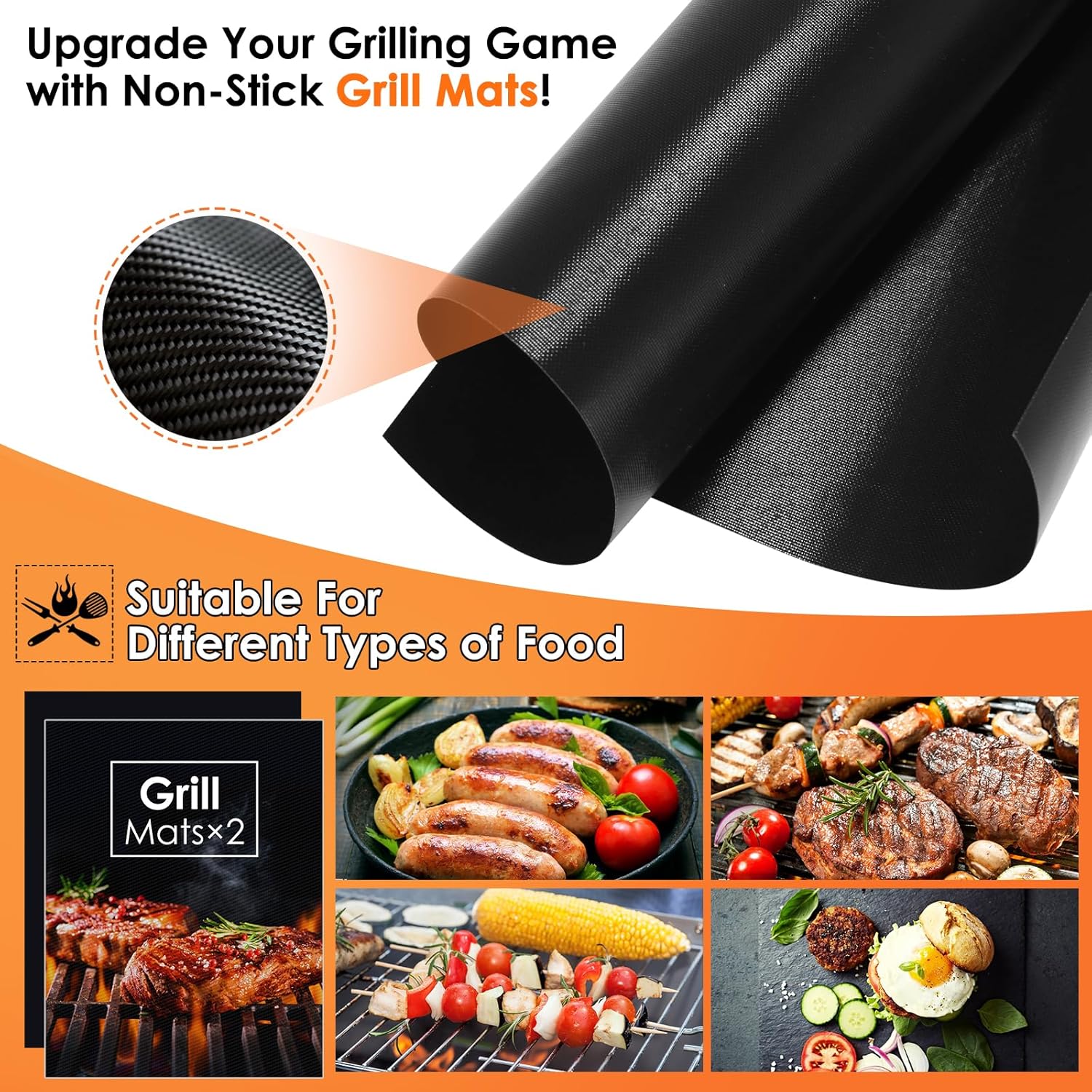 Yoehka BBQ Grilling Accessories Set, 34Pcs Heavy Duty Grill Tools for Outdoor Camping, Grilling Gifts for Men Dad, Stainless Steel Barbecue Utensils Kit with Mats and Glove in Carrying Bag, Silver - Image 5