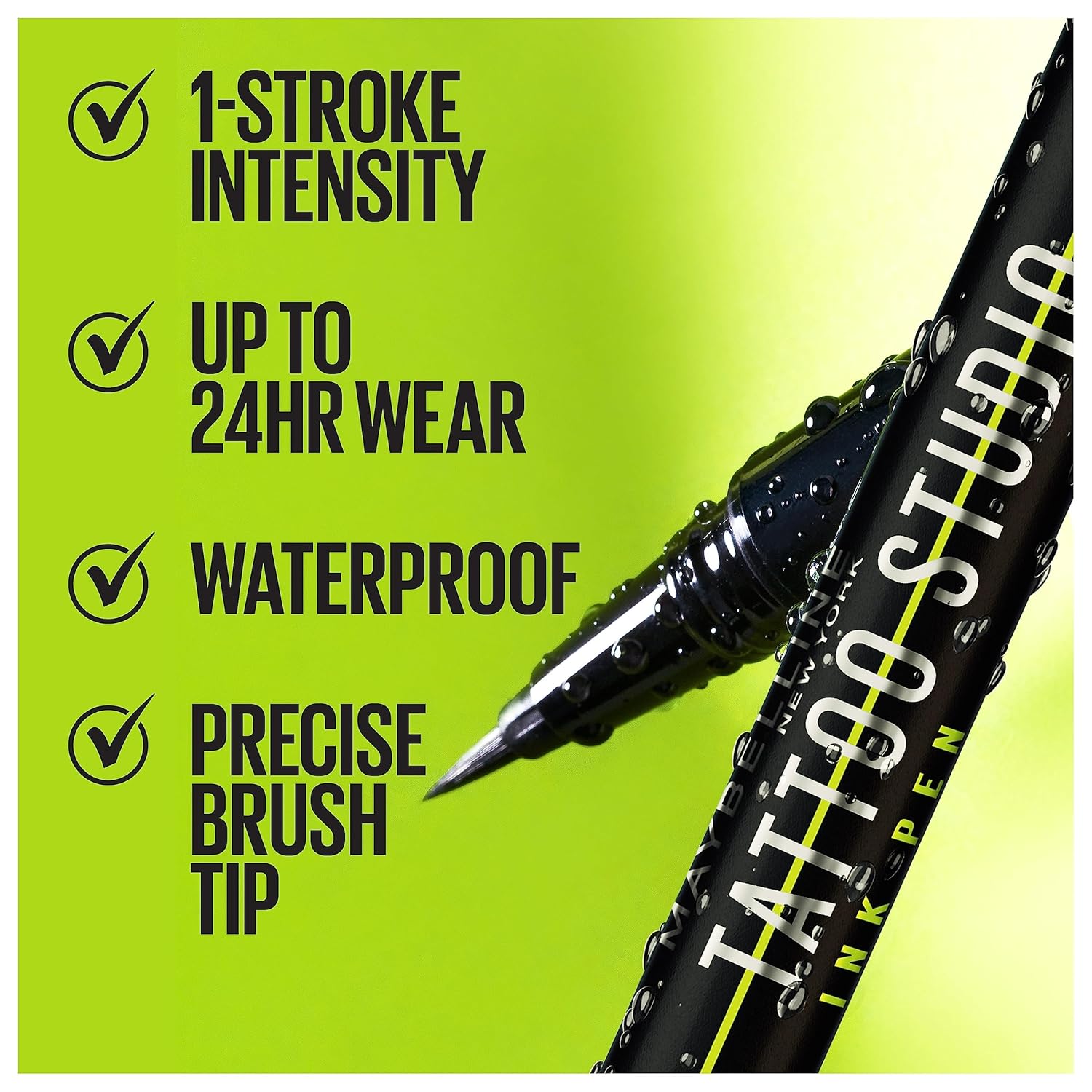 Maybelline Tattoo Studio Ink Pen Eyeliner, Waterproof & Smudge Resistant Liner, Up to 24 Hours Eye Makeup Wear, Jet Black, 1 Count - Image 3