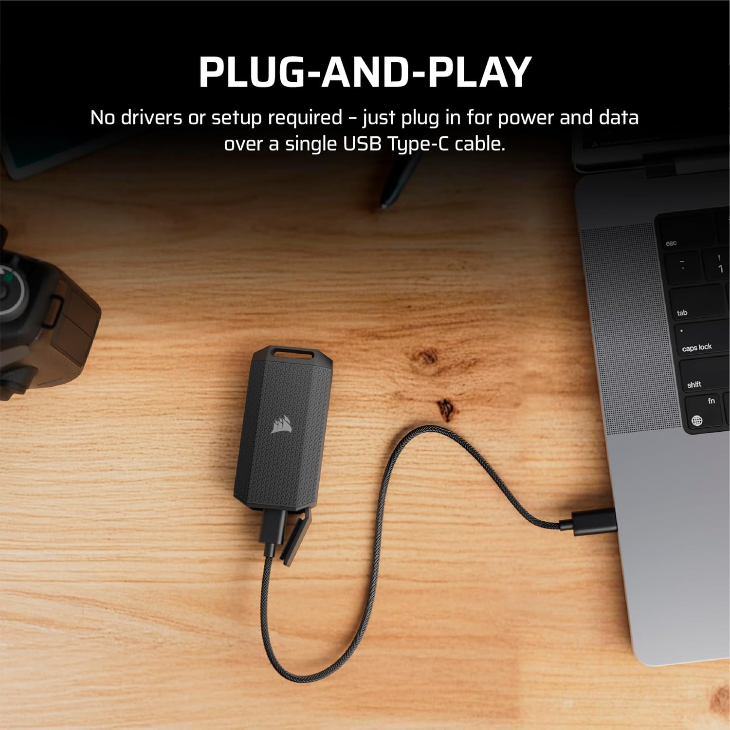 Corsair EX400U Survivor 4TB USB4 External SSD – Up to 4000 MB/s, IP55 Rugged Drive, Plug & Play for PC, Mac & iPad – Black - Image 5