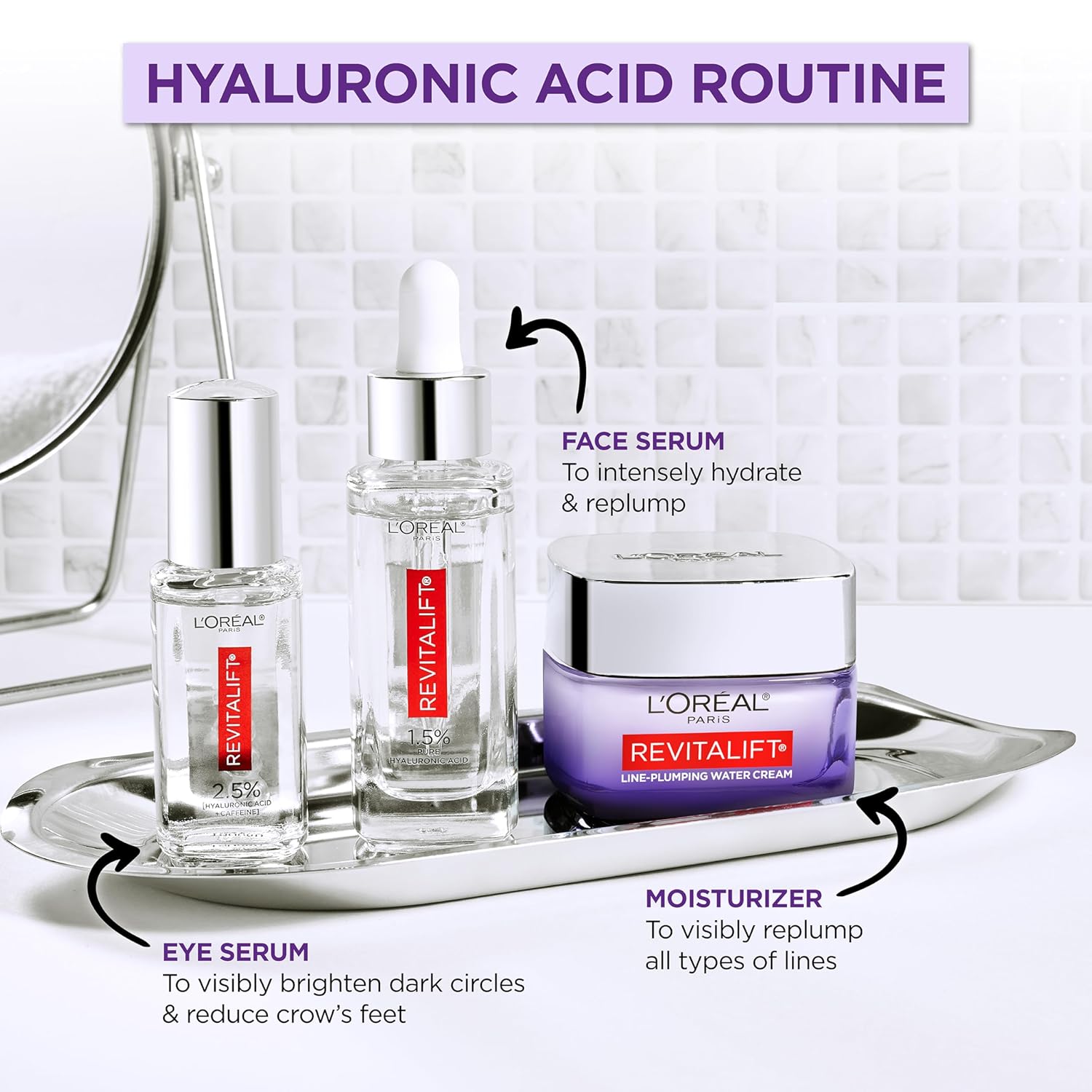 L'Oreal Paris Revitalift 1.5% Pure Hyaluronic Acid Serum for Face, Anti Aging Serum to Hydrate Skin & Reduce Wrinkles, Fragrance Free Skin Care for All Skin Types, 1 Oz - Image 7