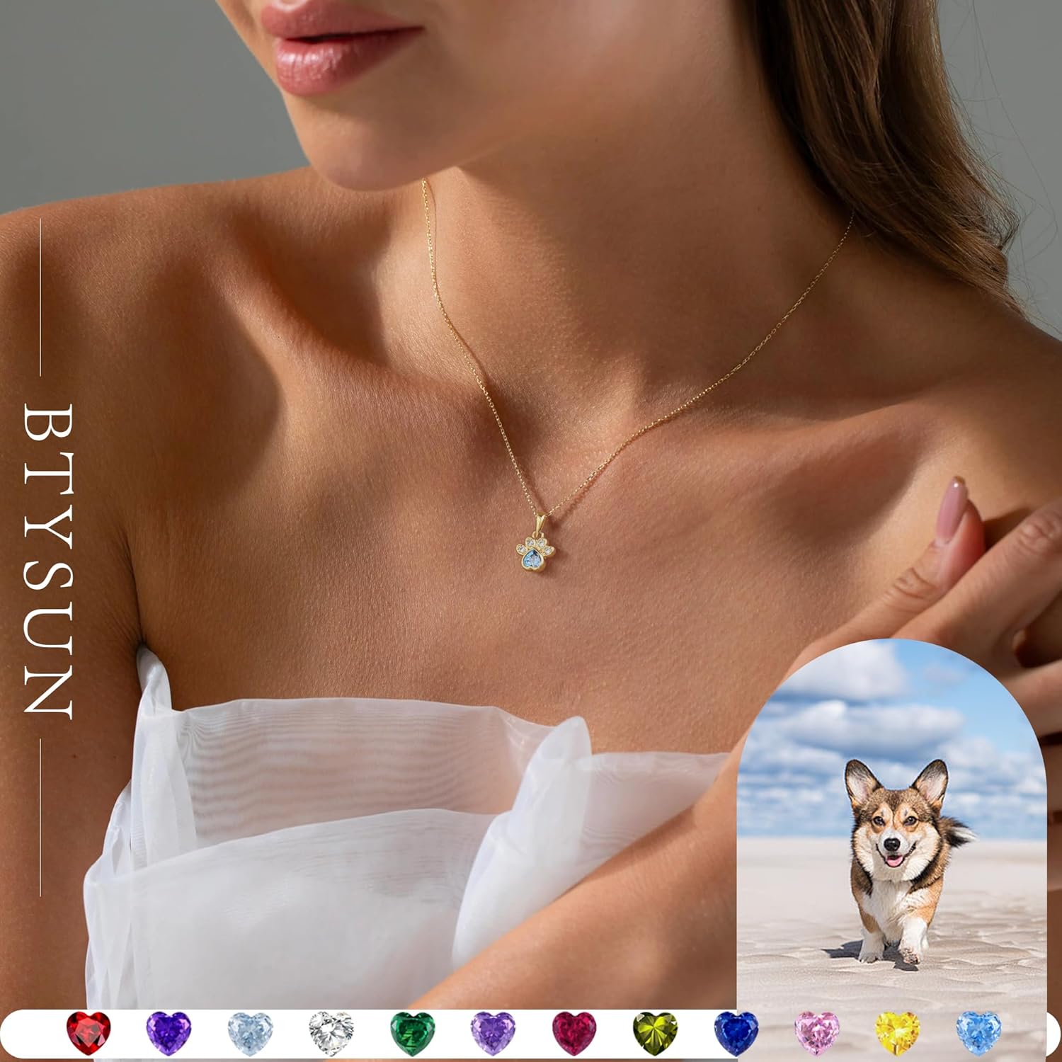 Dog Mom Gifts for Women, Gifts for Dog Lovers Birthstone Necklace for Women Christmas Stocking Stuffers for Teens Memorial Gift of Loss of Dogs Pet 14k Dainty Gold Necklace Birthday Gift for Her Pet Remembrance Breavement Jewelry - Image 3