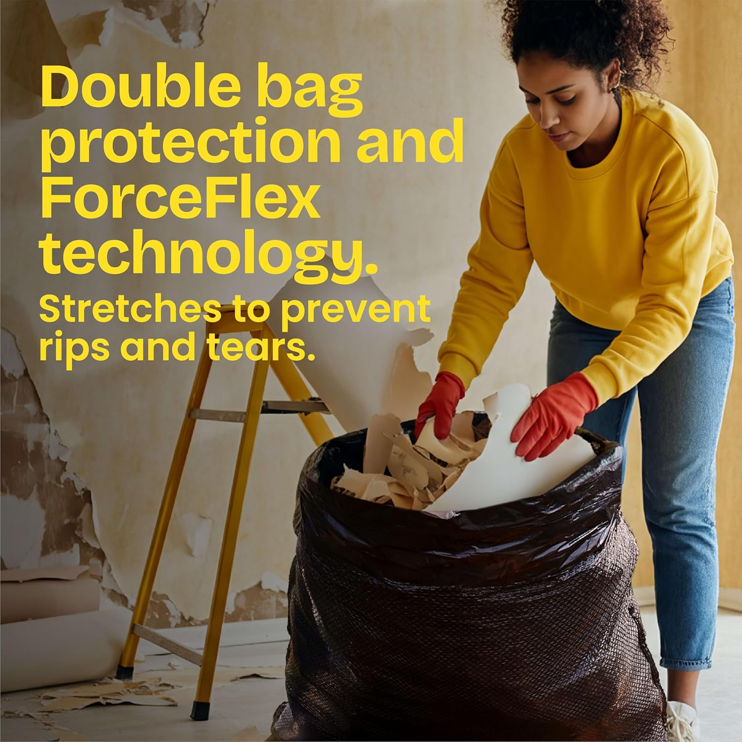 Glad Large 30 Gallon Trash Bags, Unscented Heavy Duty Garbage Bags, Forceflex with Drawstring, 50 Count (Packaging May Vary) - Image 4
