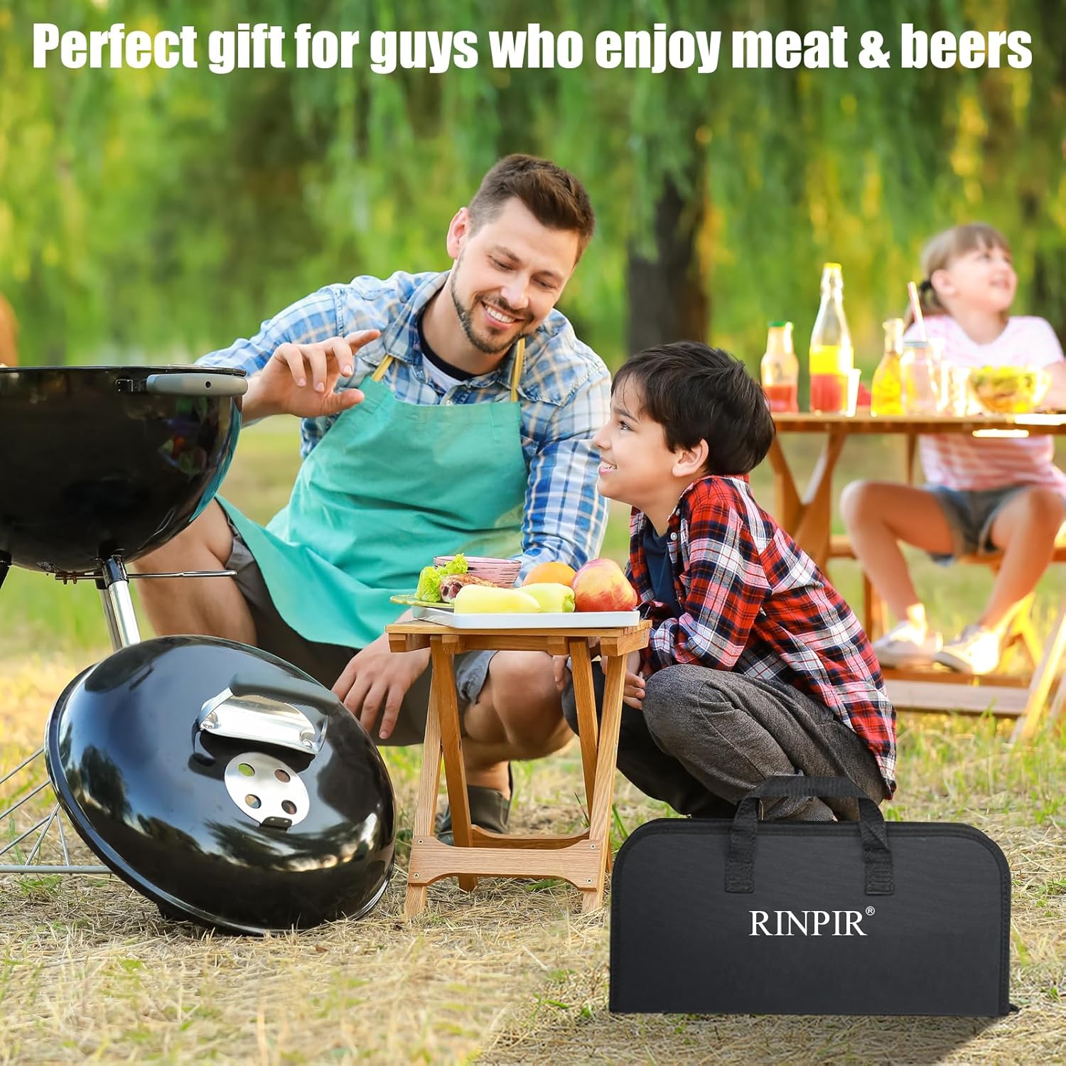 31pcs BBQ Grill Accessories Gifts for Men Dad, Heavy Duty Grilling Tools Gift Set for Father‘s Day, Stainless Steel BBQ Utensils Kit with Mats, Grill Brush in Carrying Bag Brown - Image 5