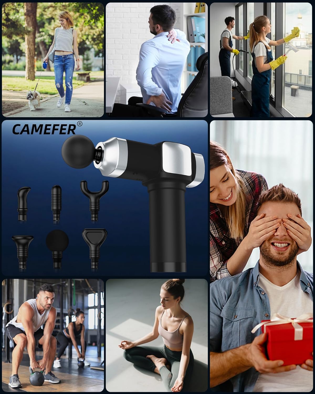 Deep Tissue Massage Gun, Portable Percussion Electric Muscle Massager for Pain Relief, Handheld Massagers with 30 Speeds & 6 Attachments for Back and Neck, Gifts for Men Women - Image 8