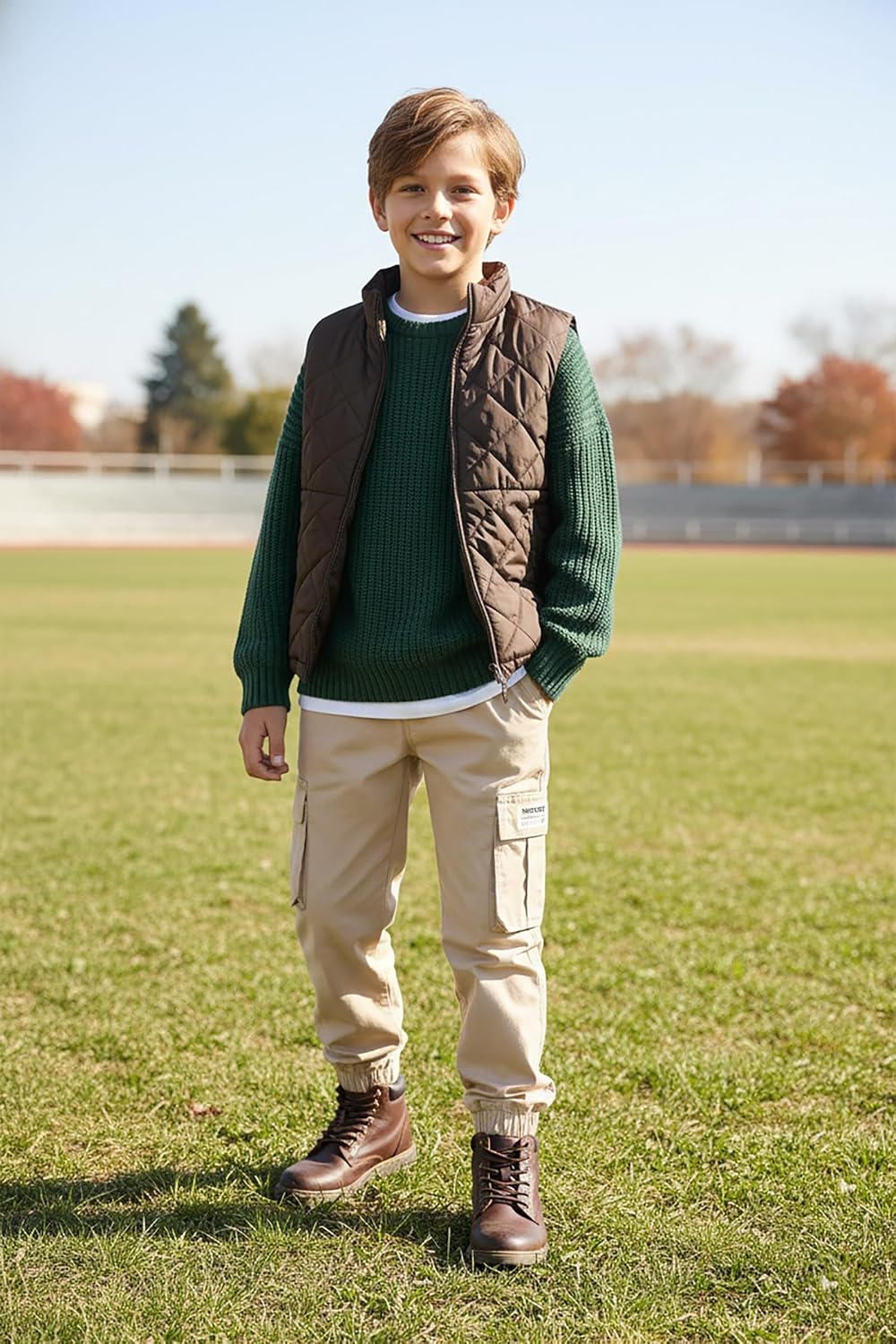 NATUST Boys Cargo Joggers Drawstring Jogging Pants Kids Elastic Waist Trousers 5-14 Years - Image 2