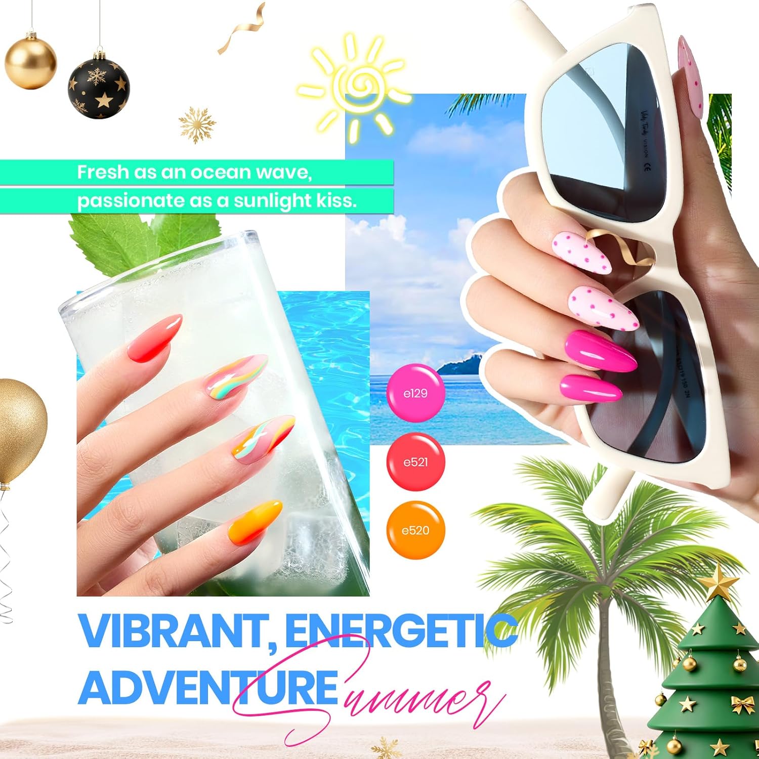 beetles Gel Polish Set Vivid Seasons - Spring Gel Nail Polish Set 36 Colors Pink Yellow Green Purple Jelly Shades 45pcs with Base & Top Coat UV LED Soak Off DIY Salon Summer Gift for Women & Girls - Image 4