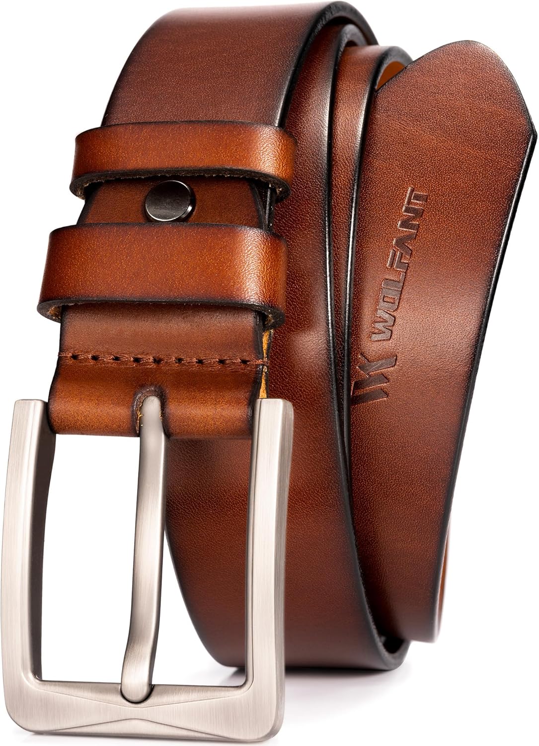 WOLFANT 1.5" Full Grain Leather Belt for Men in Gift Box,100% Italian Real Solid Leather