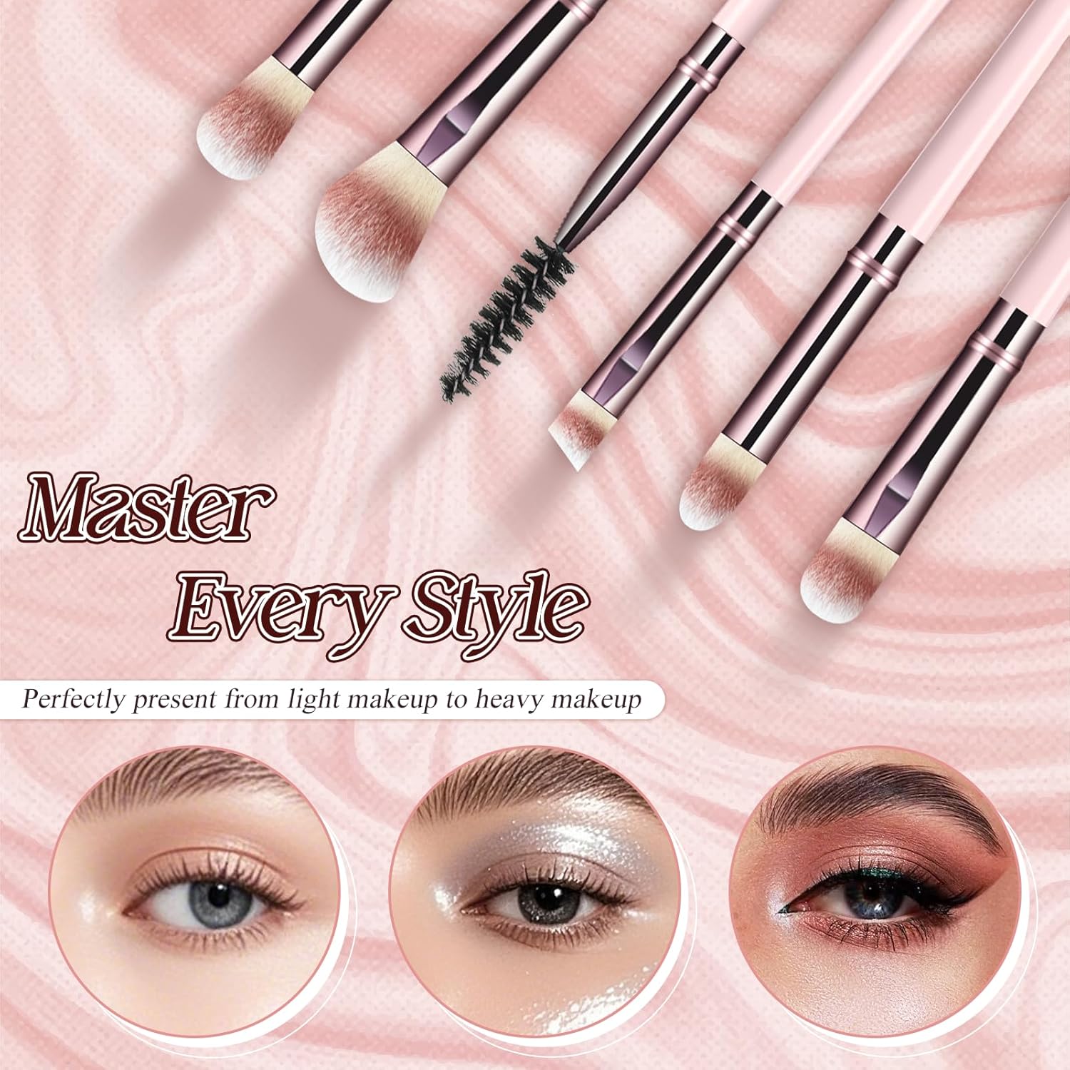 Makeup Brush Set, Premium Synthetic 10 PCS Makeup Brushes, Travel Makeup Brush Set with Soft Hairs, Makeup Brushes Set Professional for Blush, Eyeliner, Eyeshadow, Concealer, and Foundation (Pink) - Image 3