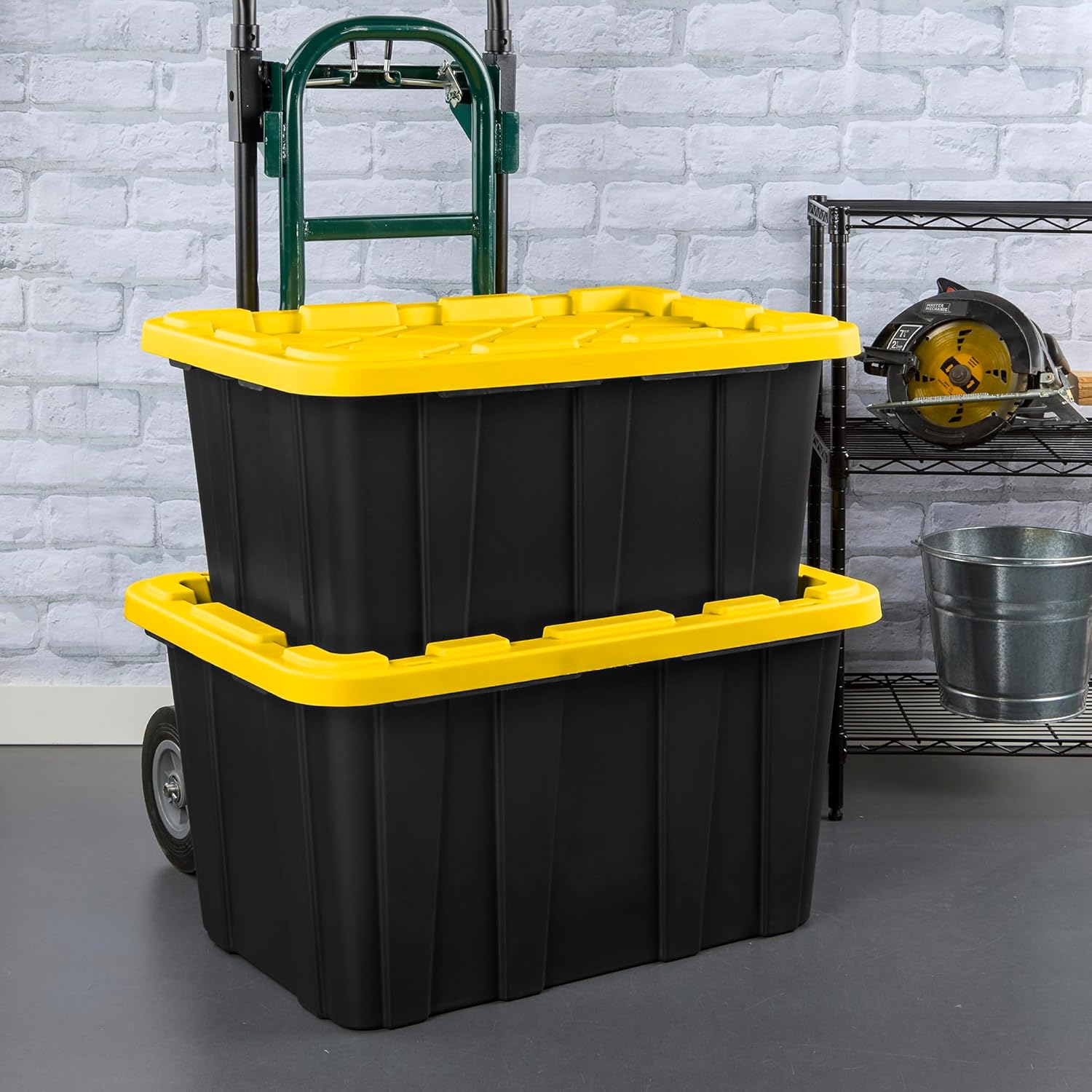 Sterilite 12-Pack Industrial Tote, Plastic Storage Container Bins with Lids, 27 Gallon - Heavy-Duty Organizing Containers for Closet, Bathroom, and Office - Image 6
