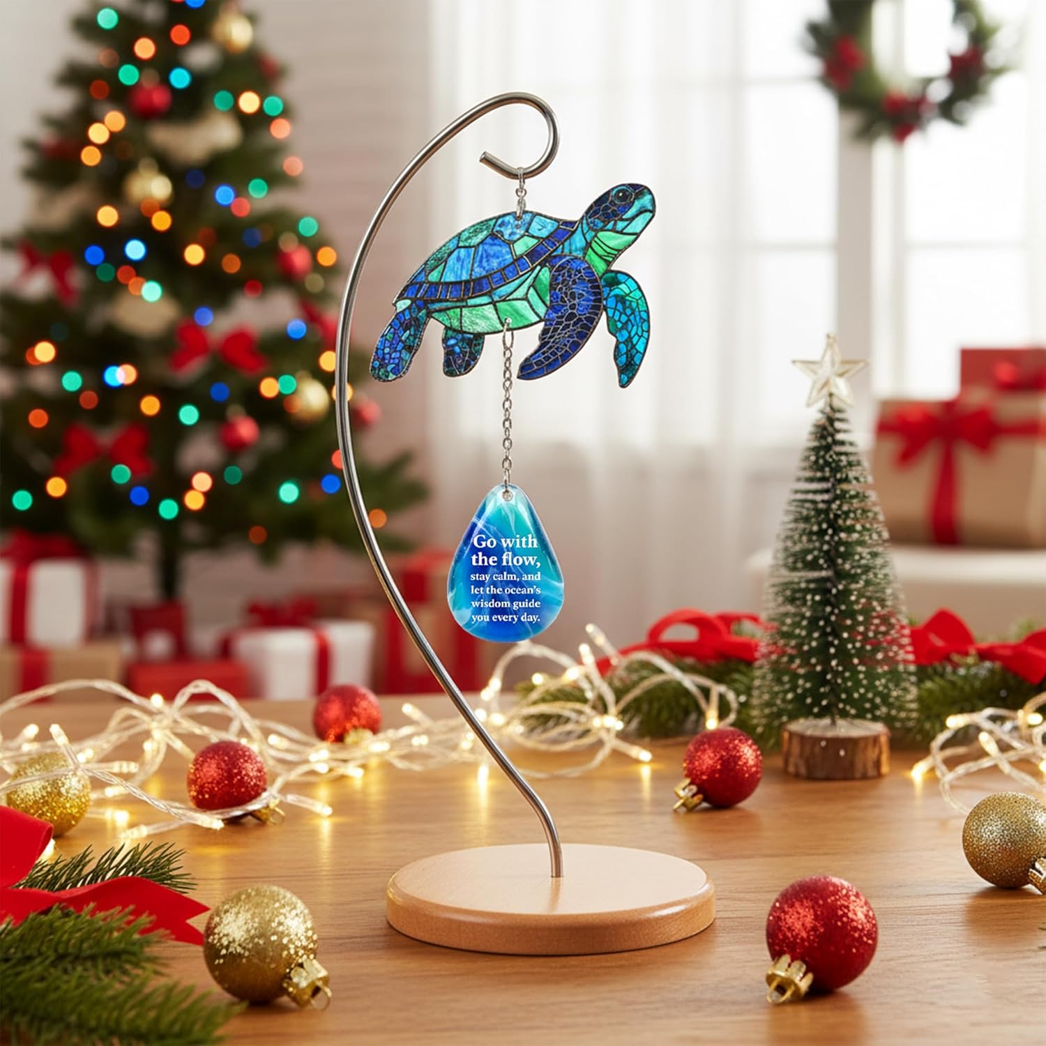 Sea Turtle Acrylic Suncatcher Ornament Hanging Display Stand for Table Top Decor, Sea Turtle Gifts for Women, Beach Gifts for Women, Christmas Stocking Stuffers Ideas (Display Stand) - Image 5