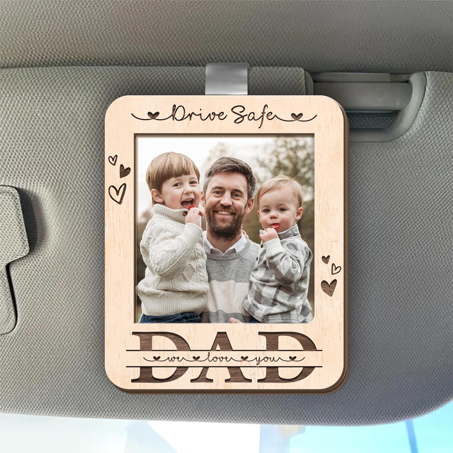 Hyturtle Car Picture Frame For Dad, Car Visor Photo Frame Accessories, Gift For Dad Car Accessories From Daughter, Son, Unique Valentines Gifts For Dad From Kids, Cute Decorations For Father