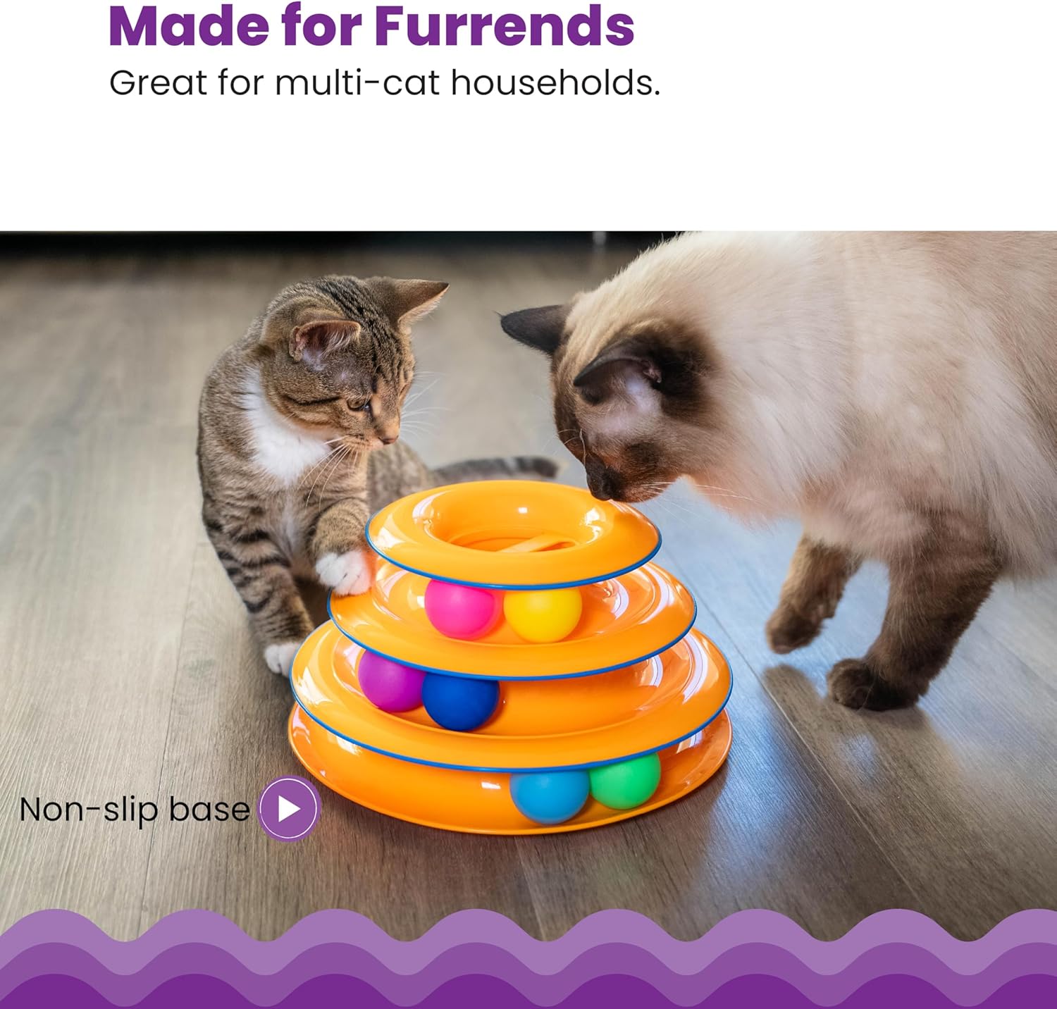 Catstages Tower of Tracks Cat Toy – 3-Level Track Tower with 6 Balls, Interactive Cat Toy for Indoor Enrichment - Image 4