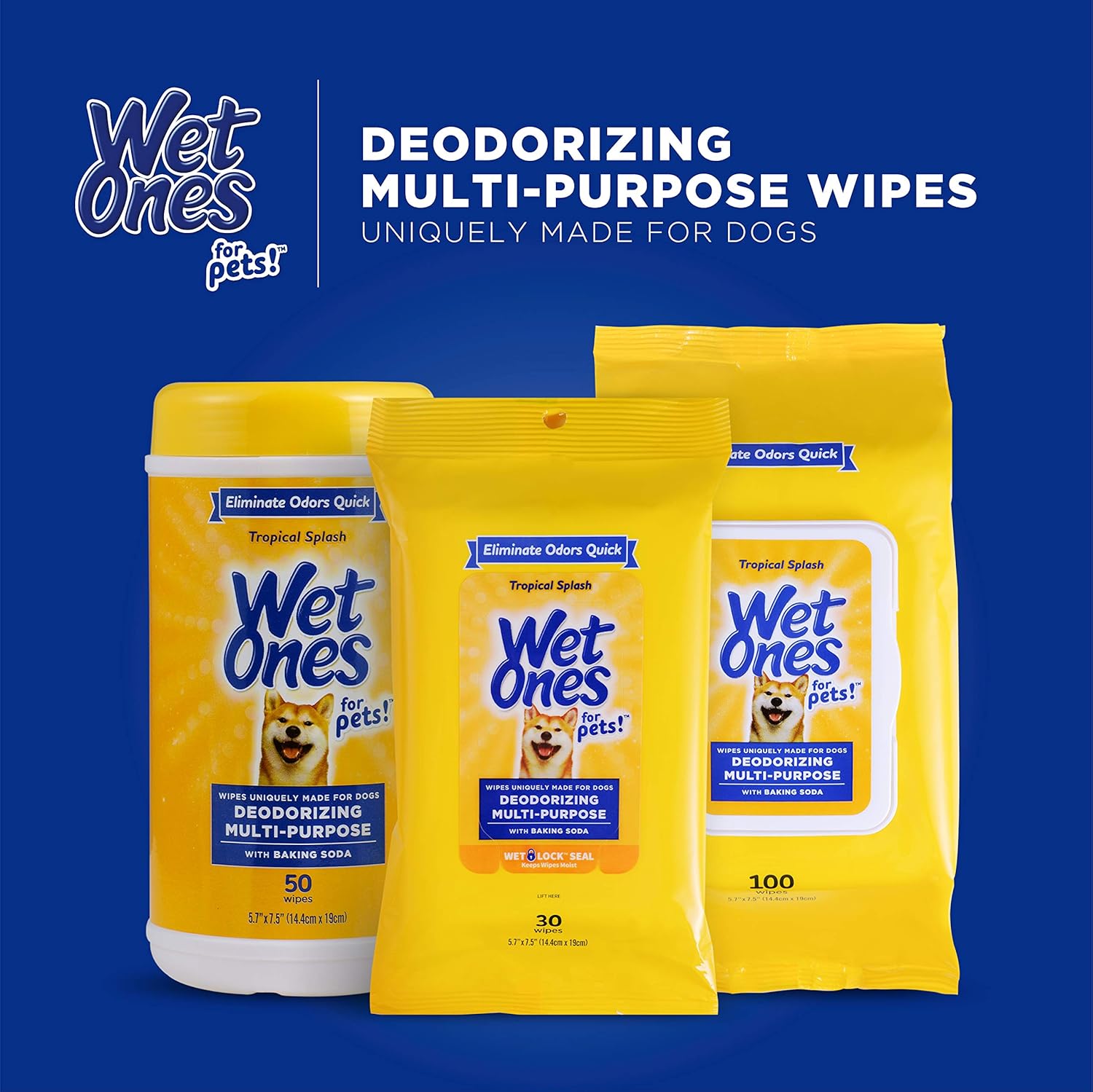 Wet Ones for Pets Deodorizing Multipurpose Dog Wipes with Baking Soda, Tropical Splash Scent - Desmellizing Wipes for Dogs in Canister, 50 Count - Image 8