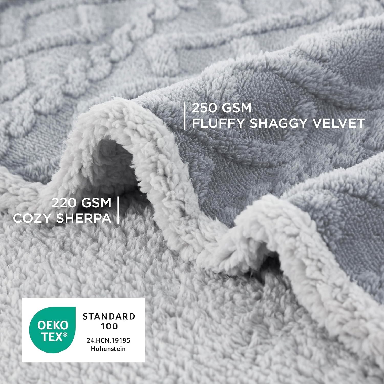 Bedsure Waterproof Dog Blankets for Large Dogs - Pet Blanket for Bed Couch Protector Washable, Premium Jacquard Coral Fleece Cat Throw Blanket, Soft Plush Reversible Furniture Protection, 60x80, Grey - Image 4