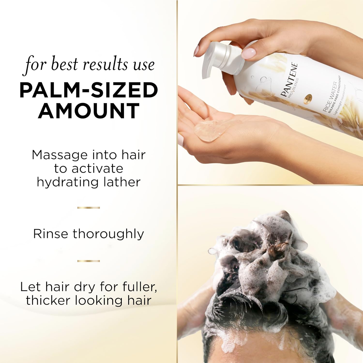 Pantene Sulfate Free Shampoo with Rice Water, Protects Natural Hair Growth, Volumizing, for Women, Nutrient Infused with Vitamin B5, Safe for Color Treated Hair, Pro-V Blends, 30.0 oz - Image 8