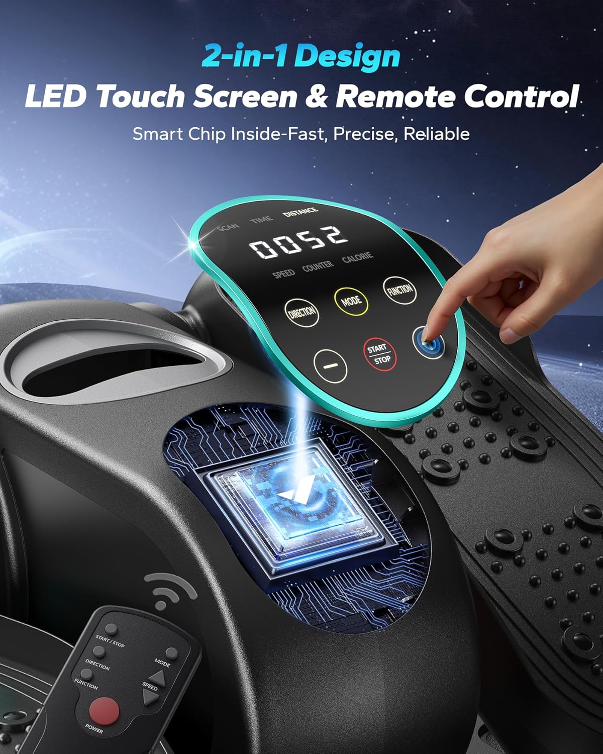MERACH Under Desk Elliptical Machine, Leg Exerciser While Sitting for Seniors with Remote Control & 12-Speeds, Quiet Portable Electric Seated Pedal Exerciser Machine for Home Office - Image 4