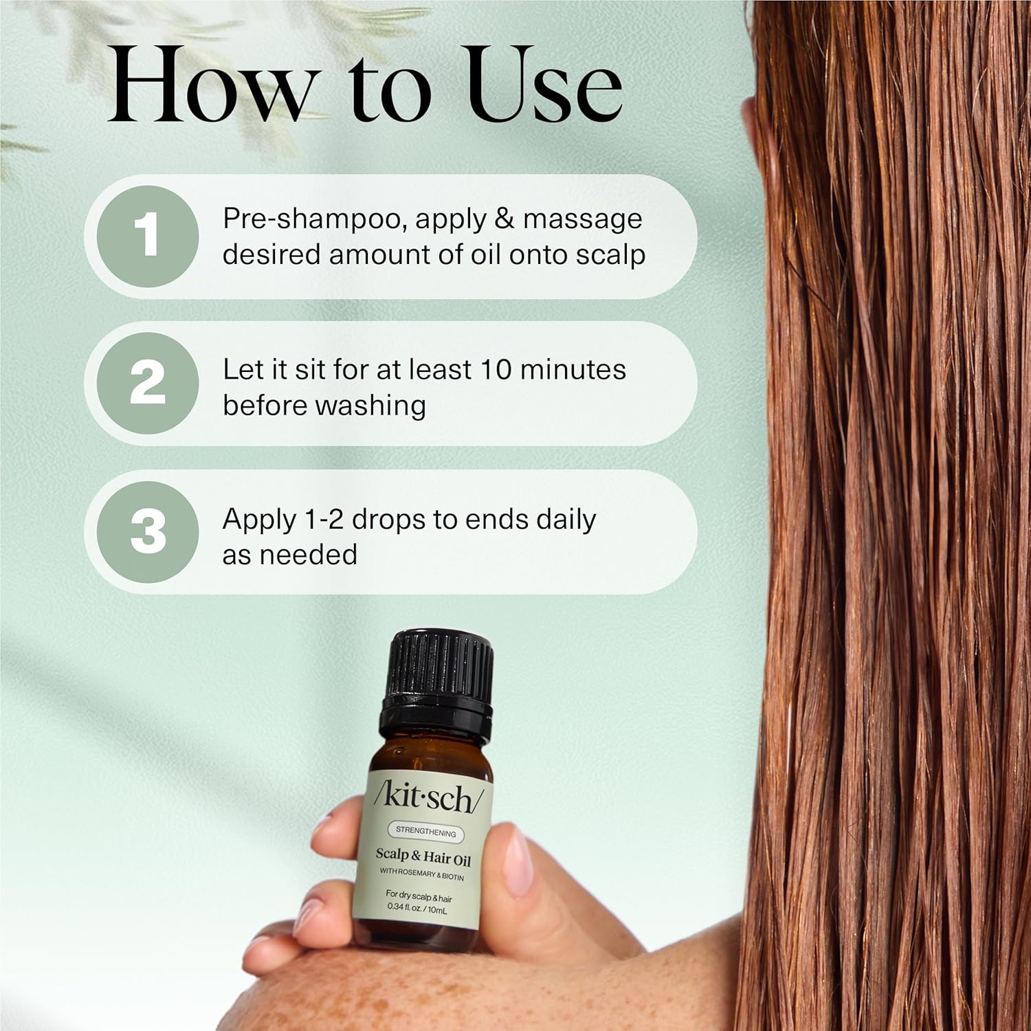 Kitsch Rosemary Oil for Hair Growth – Hair Oil with Biotin, Castor & Jojoba – Pre-Wash Scalp oil for Hair Care – Lavender Scent – 10mL | Ideal Gifts for Women - Image 5