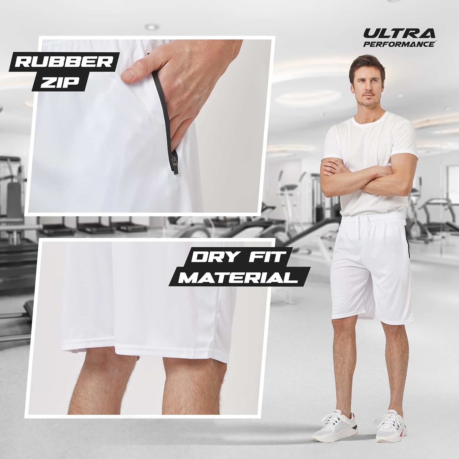 Ultra Performance Mens 5 Pack Athletic Running Shorts, Loose fit Basketball Gym Workout Shorts for Men with Zippered Pockets - Image 3