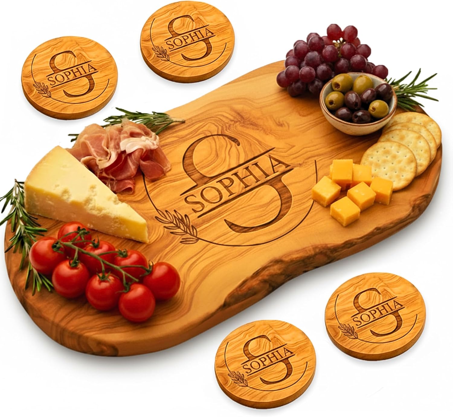 Personalized Olive Wood Cutting Board - Custom Charcuterie Boards, Housewarming, New Home, Retirement Gifts for Women, Her, Men, Him, Friends, Wedding, Bridal Shower, Engagement, Anniversary, Family
