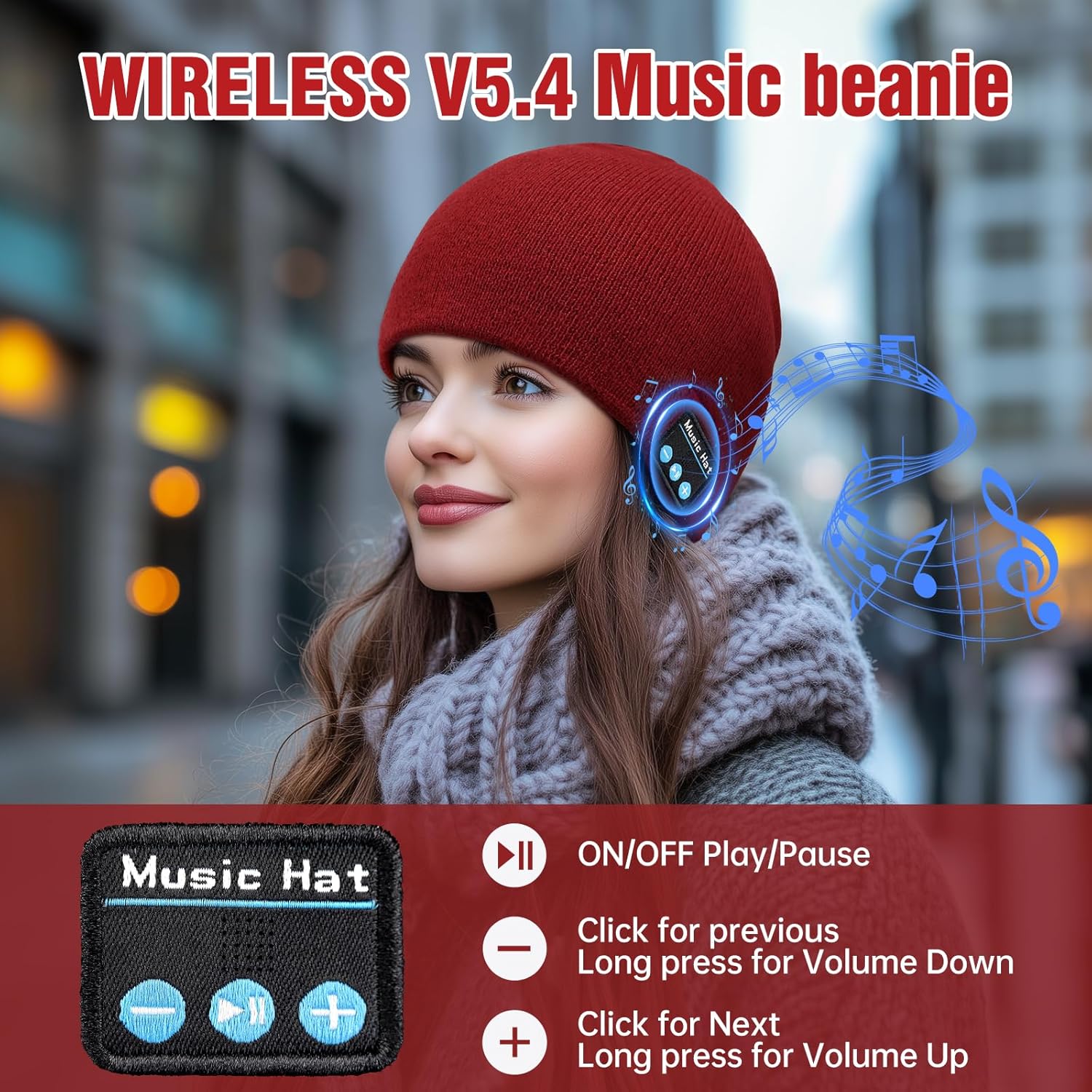 Bluetooth Beanie for Men Women, HD Stereo Sound Beanie with Headphones, Christmas Tech Gift & Stocking Stuffer Idea - Image 2
