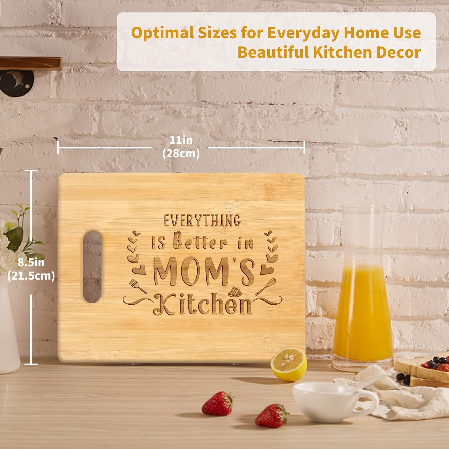 Mom Gifts, Unique Birthday Gifts for Mom from Daughter Son, Happy Birthday Presents for Mother, 11x8.5 inch Engraved Bamboo Cutting Board for Christmas Thanksgiving - Image 4